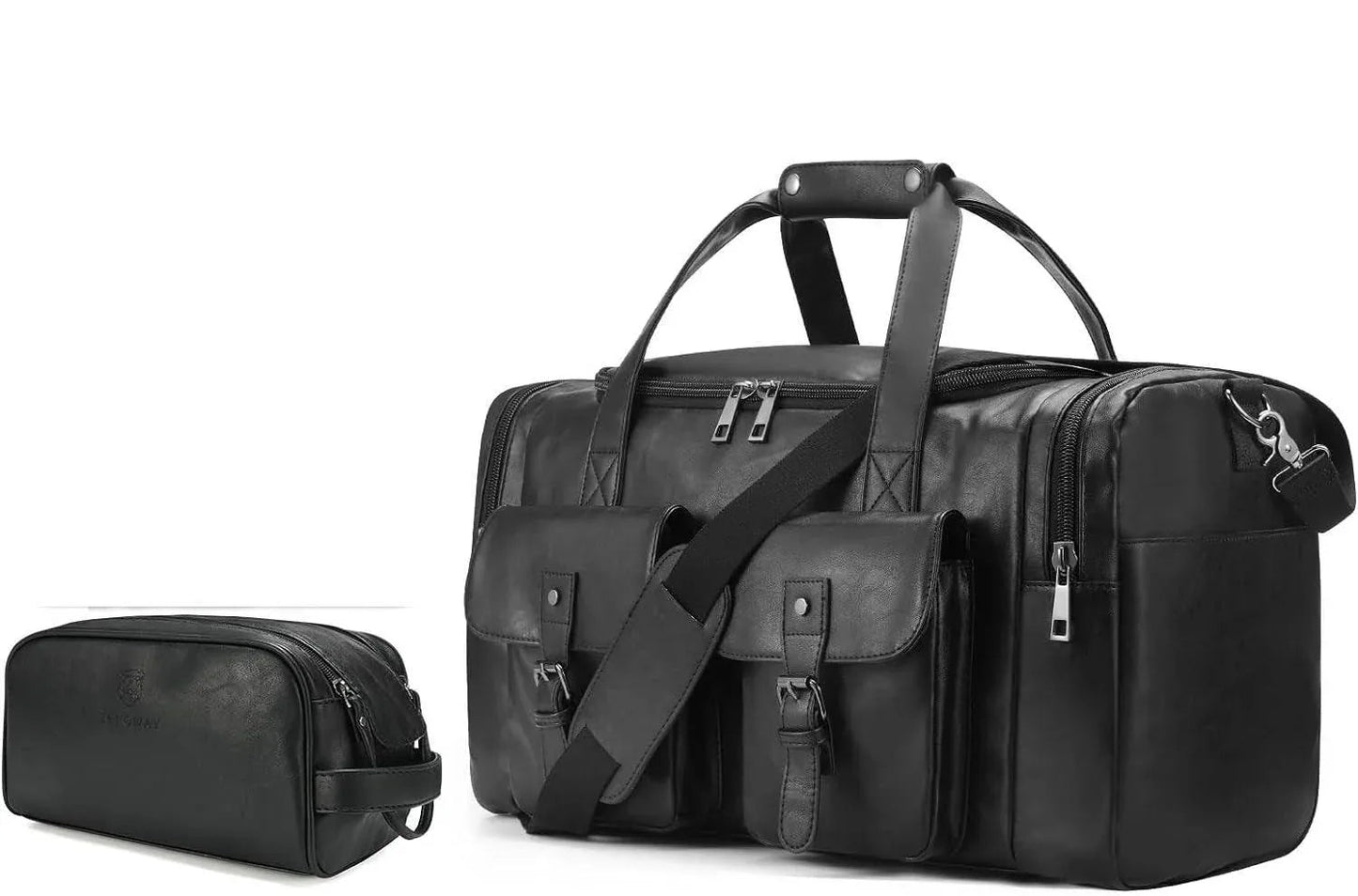 Leather Travel Set – 3-Piece PU Leather Duffel, Toiletry & Laundry Bag
