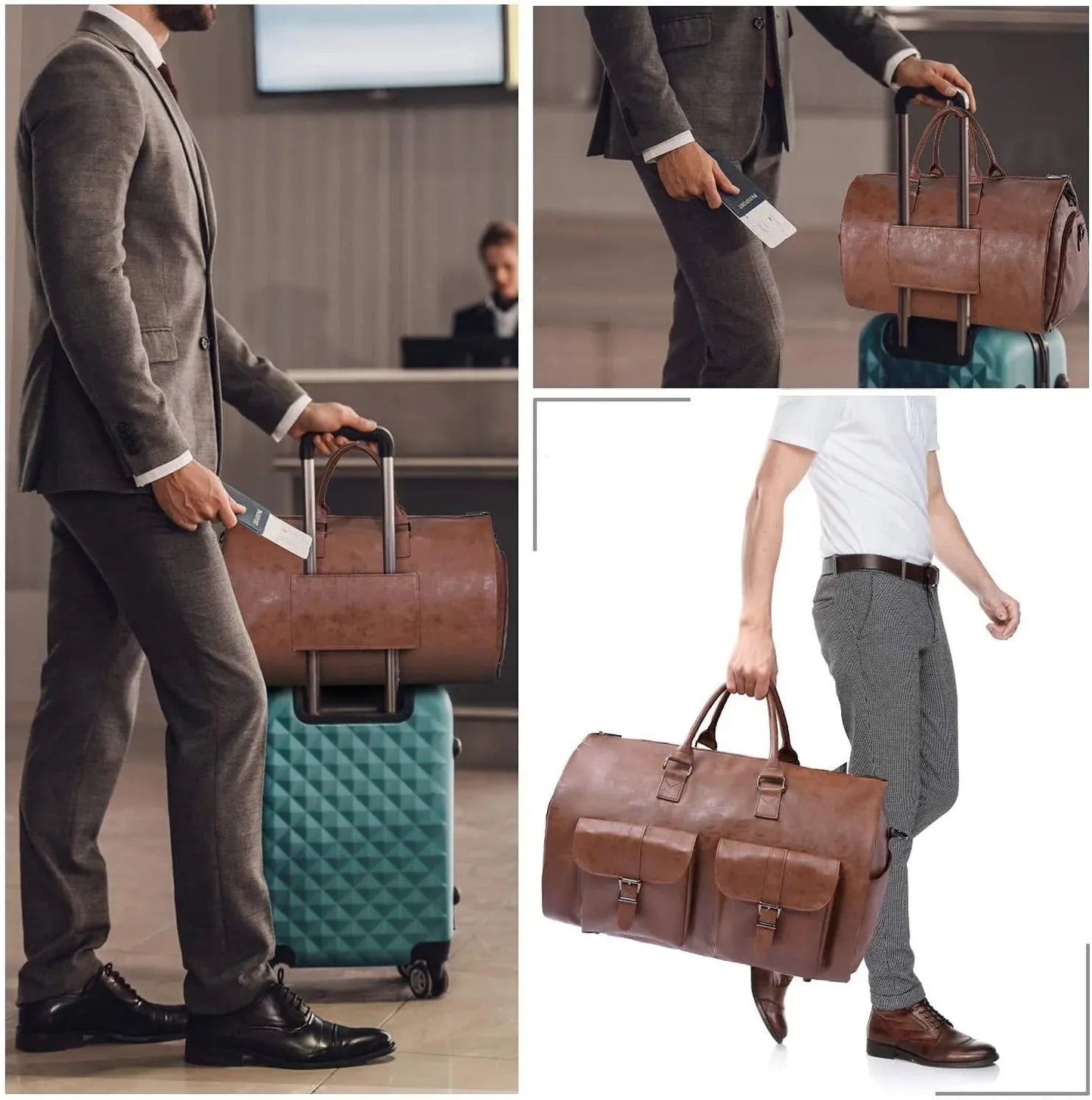 Pure Leather Duffel Bag – Classic 22″ Travel Weekender