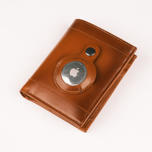 Glendo Apple AirTag Slot Leather Wallet, Handcrafted, Unisex