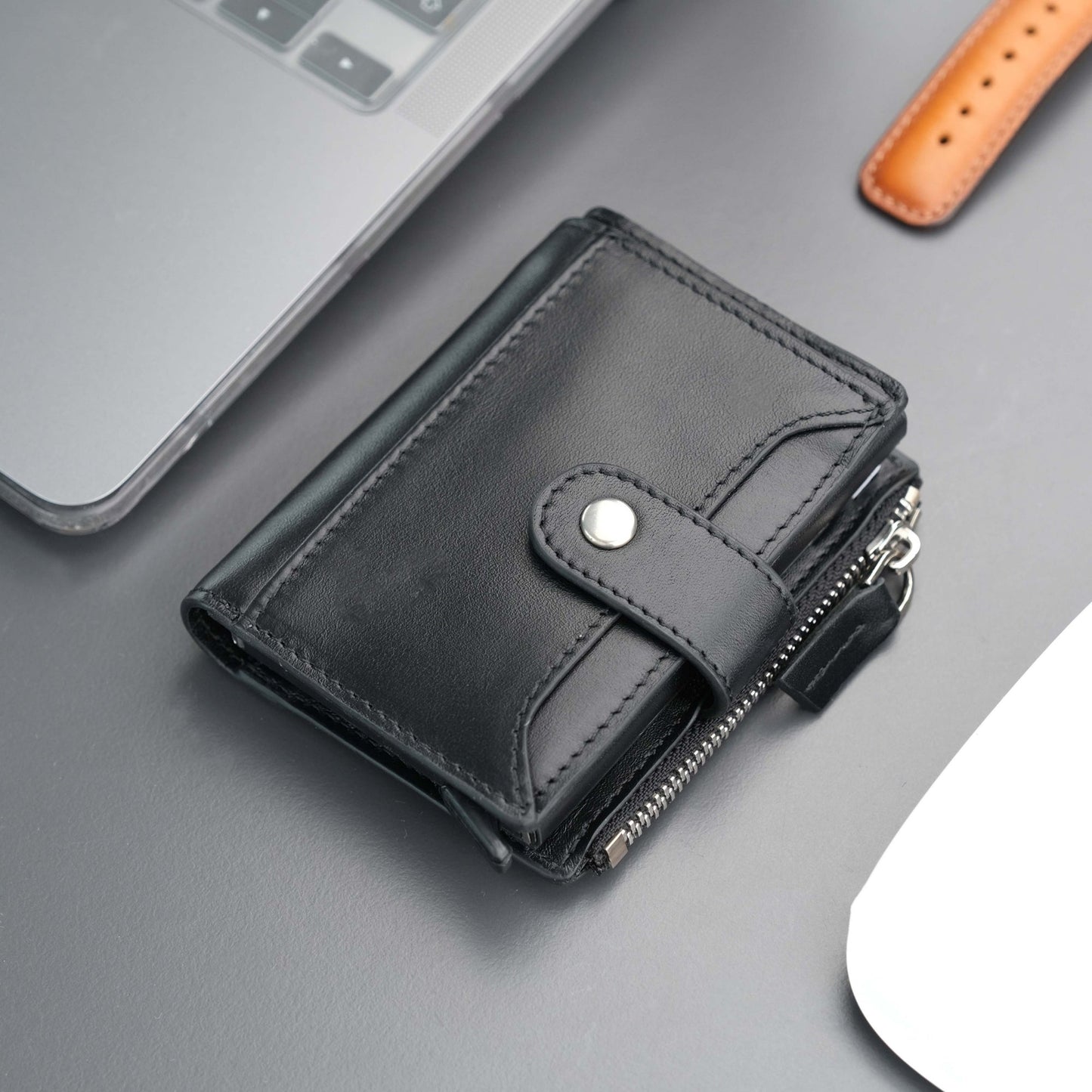 Glenrock Black Leather Pop-up Cardholder Wallet