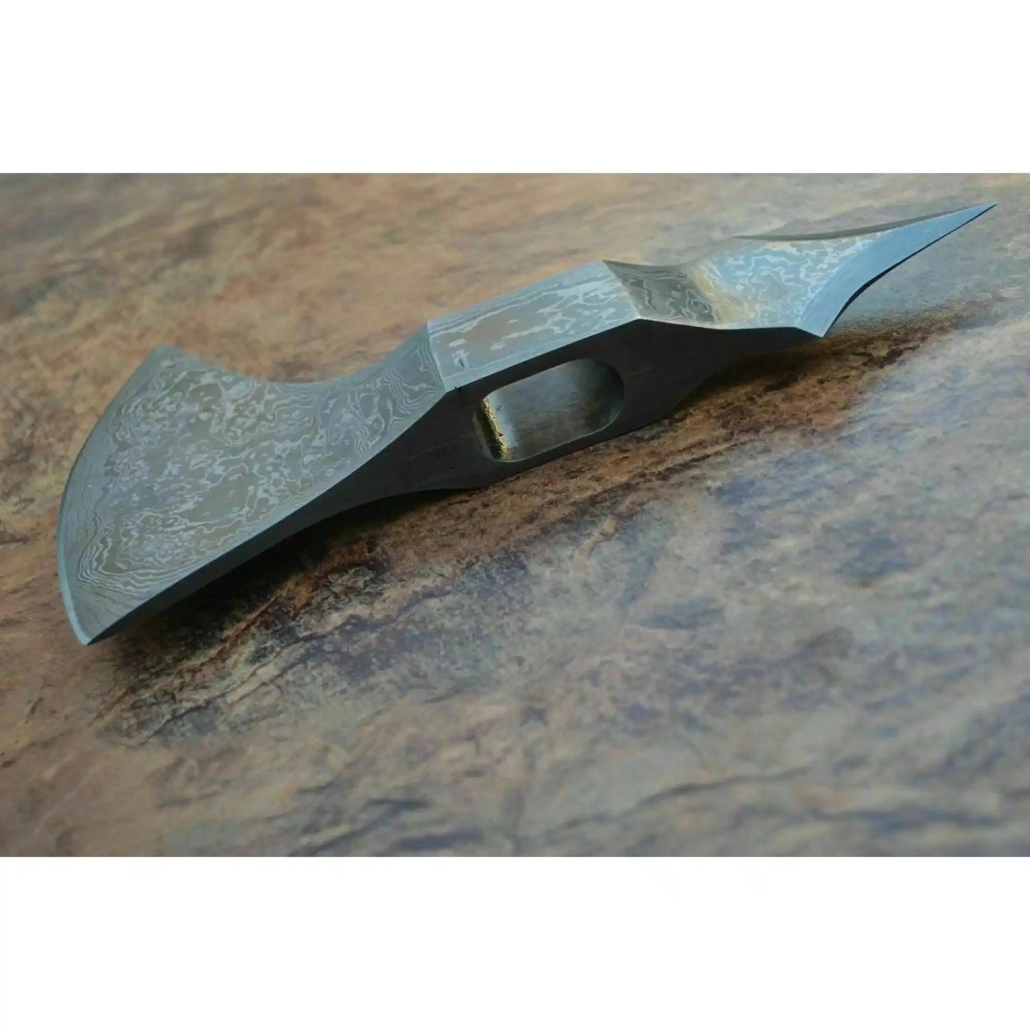 Hand Forged Damascus Bearded Axe Head Blank, Crescent Edge, Custom Handle Build | JW SteelCrafts