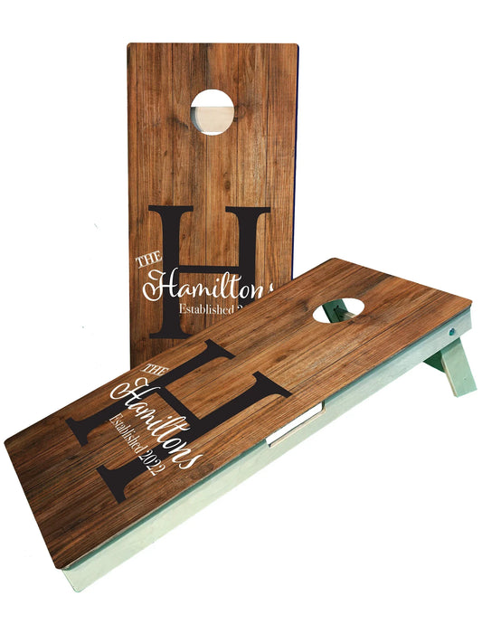 Custom Monogram Family Last Name/Est Cornhole Boards for Backyard/Wedding/Family Gift