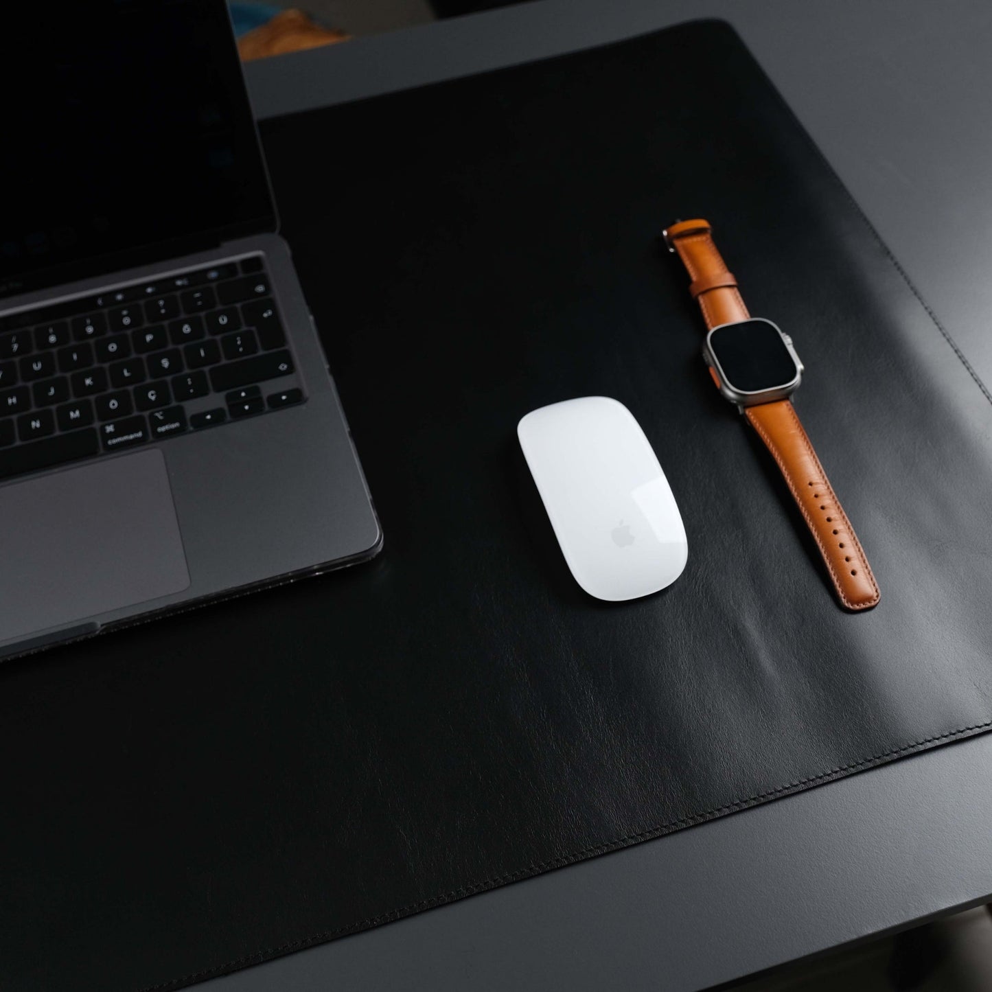 Jersey Black Leather Desk Pad for Office and Home