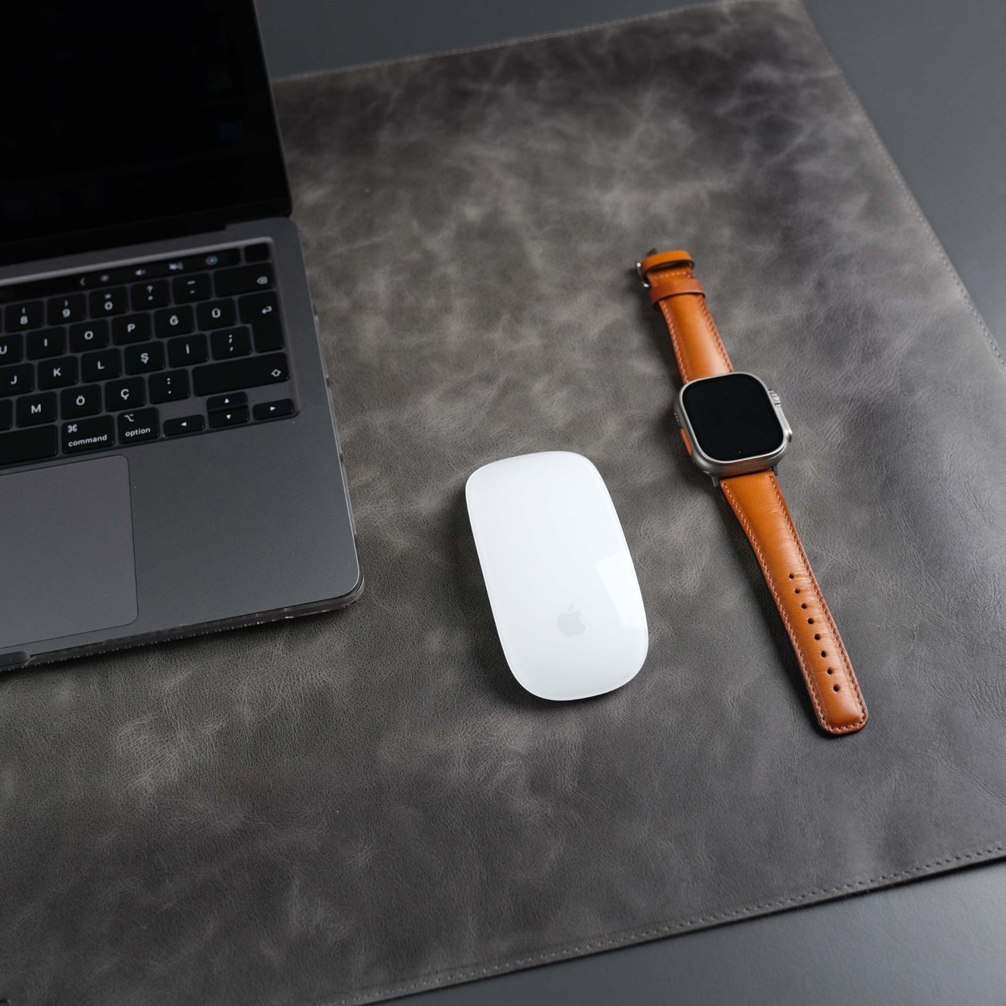 Jersey Grey Leather Desk Pad for Office and Home