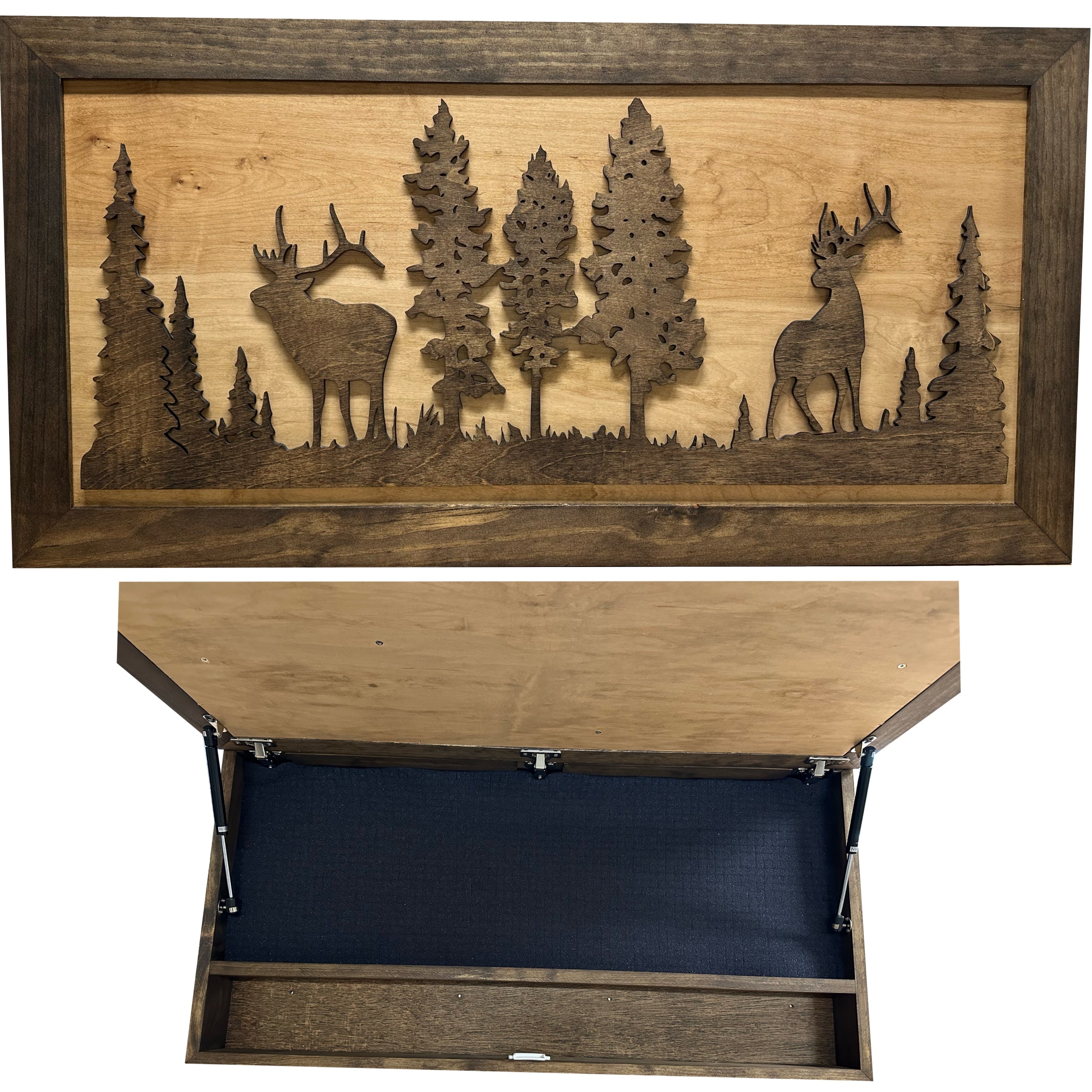 Large Hidden Gun Storage Cabinet Wall Decor - Deer and Moose In The Wo ...