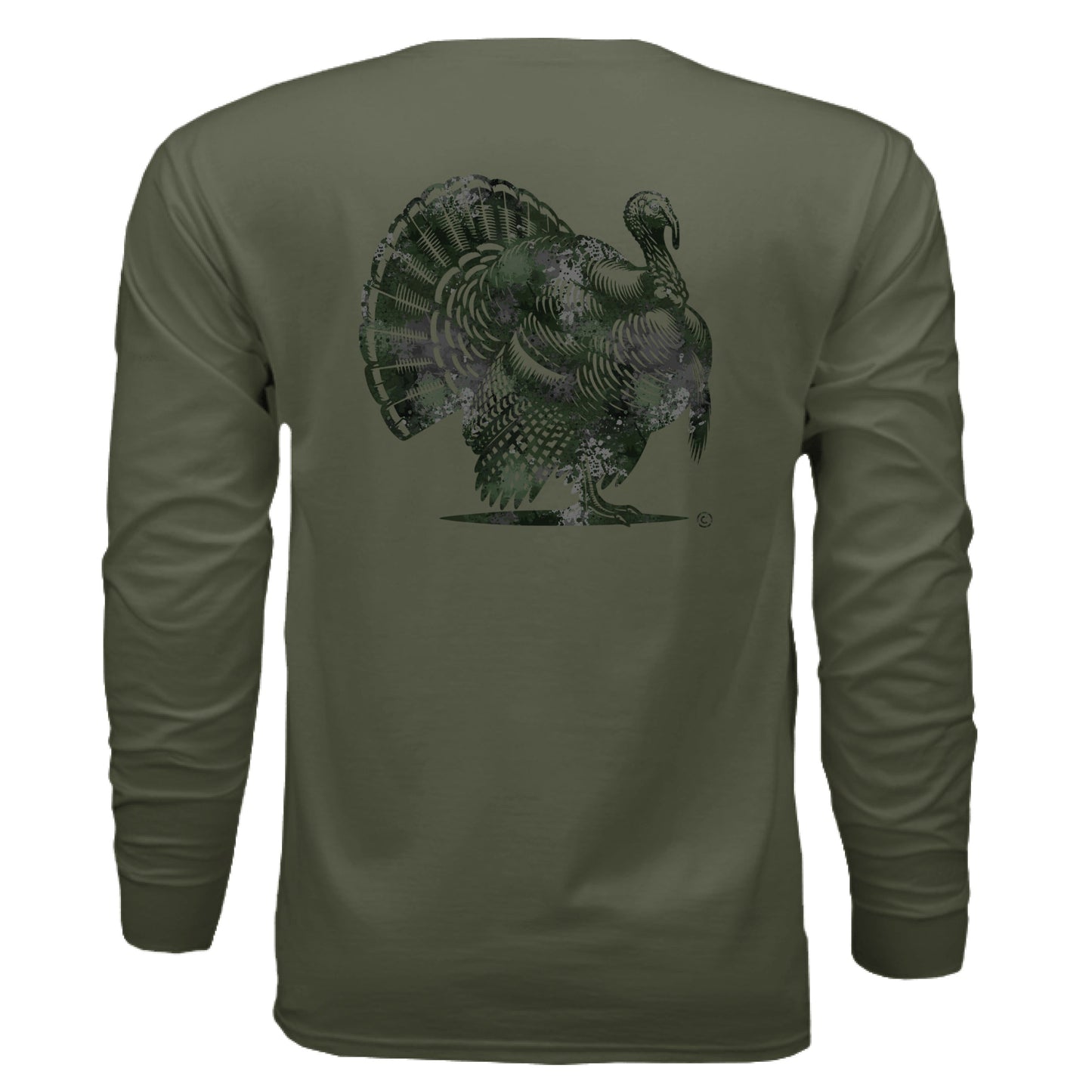 Verdant Splash Burst Camo Turkey Long Sleeve T-Shirt