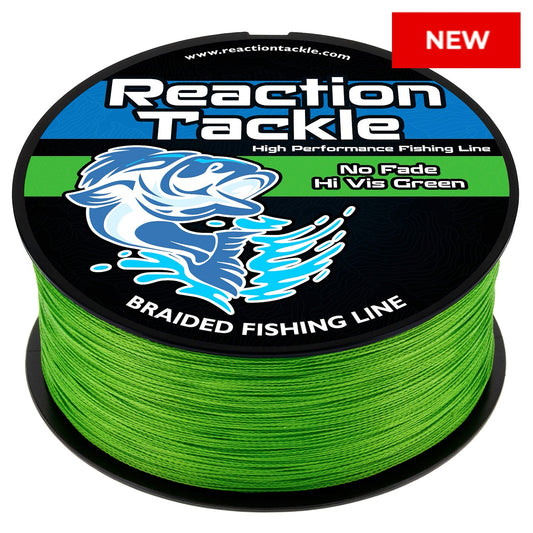 Reaction Tackle Braided Fishing Line - NO FADE Hi Vis Green - NEW