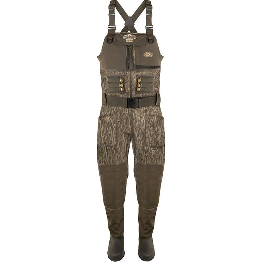 Drake Waterfowl Mens Buckshot Eqwader 1600 Neoprene 3.0 Hunting & Fishing Durable Waterproof Chest-High Waders with Boots Mossy Oak Bottomland Regular Boot - 8