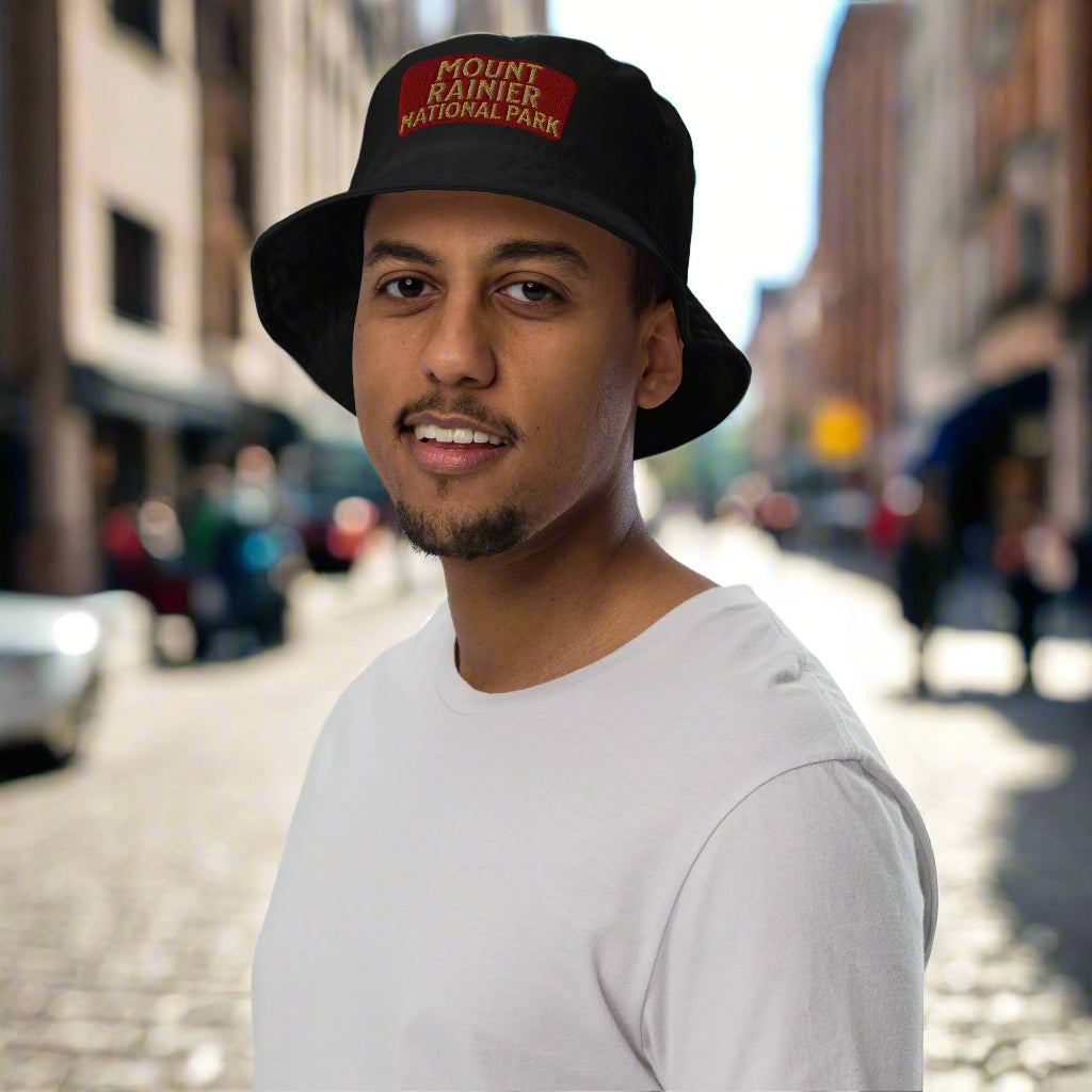 Mount Rainier National Park Sign Organic Bucket Hat