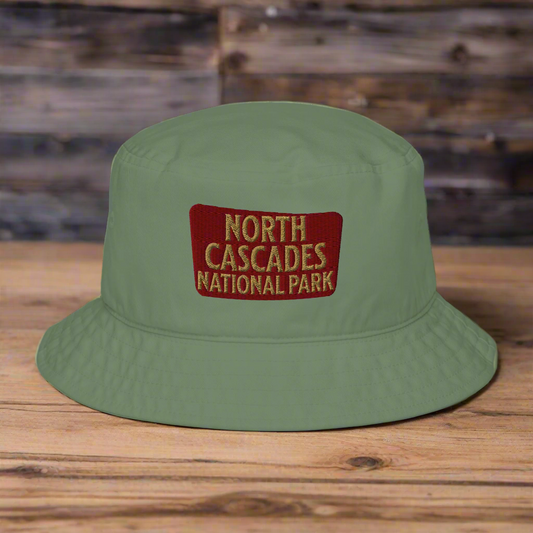 North Cascades National Park Organic Embroidered Bucket Hat