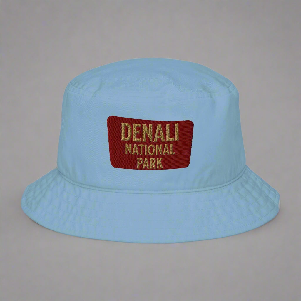Denali National Park Sign Organic Embroidered Bucket Hat