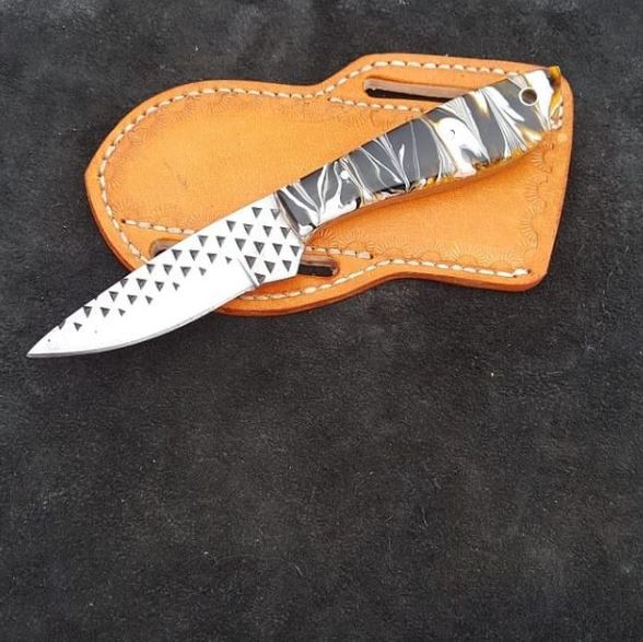 Ranch Knife for Cowboy - 4" Rasp Steel Blade & Resin Handle