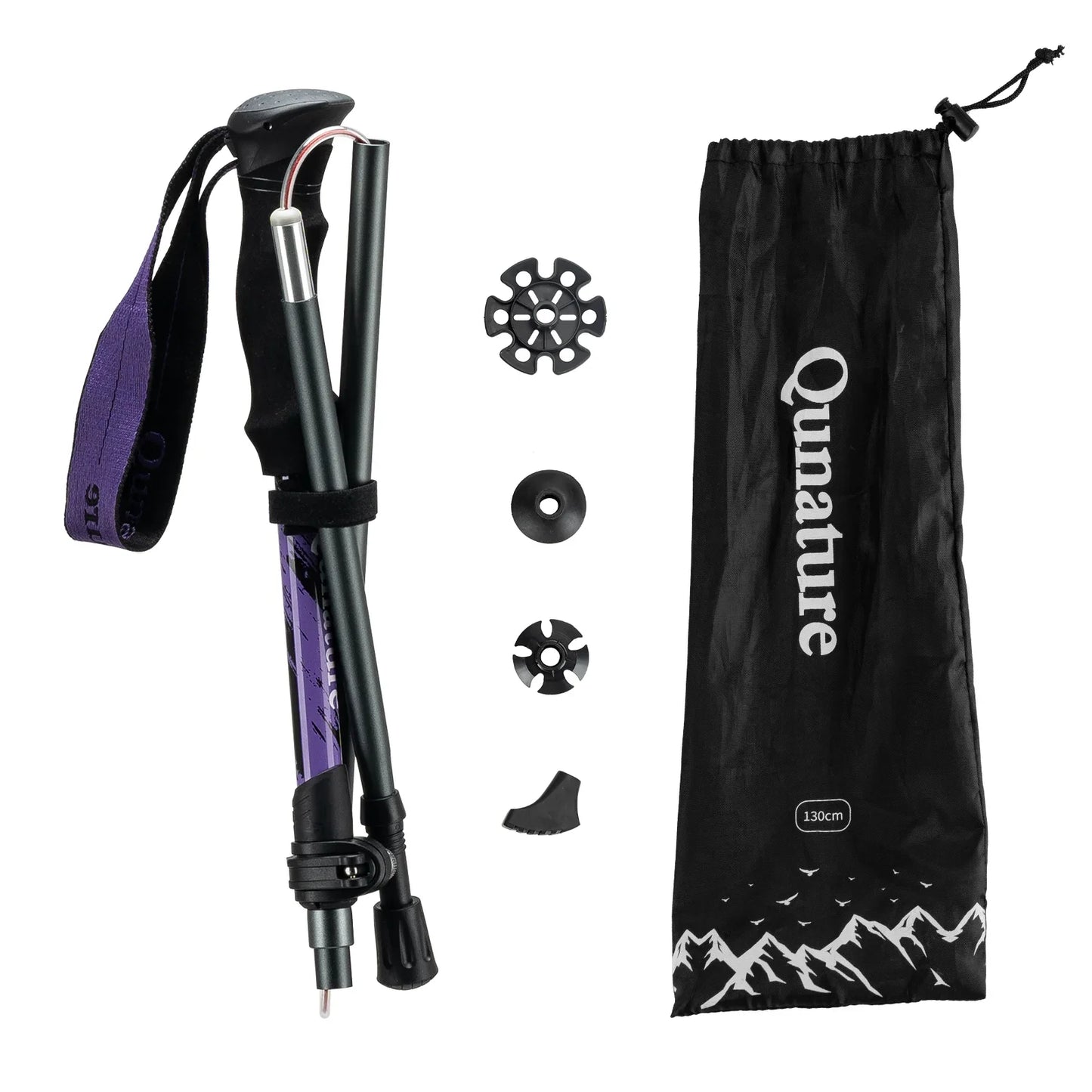 Foldable Lightweight Aluminum Trekking Pole with Adjustable Height and Grip