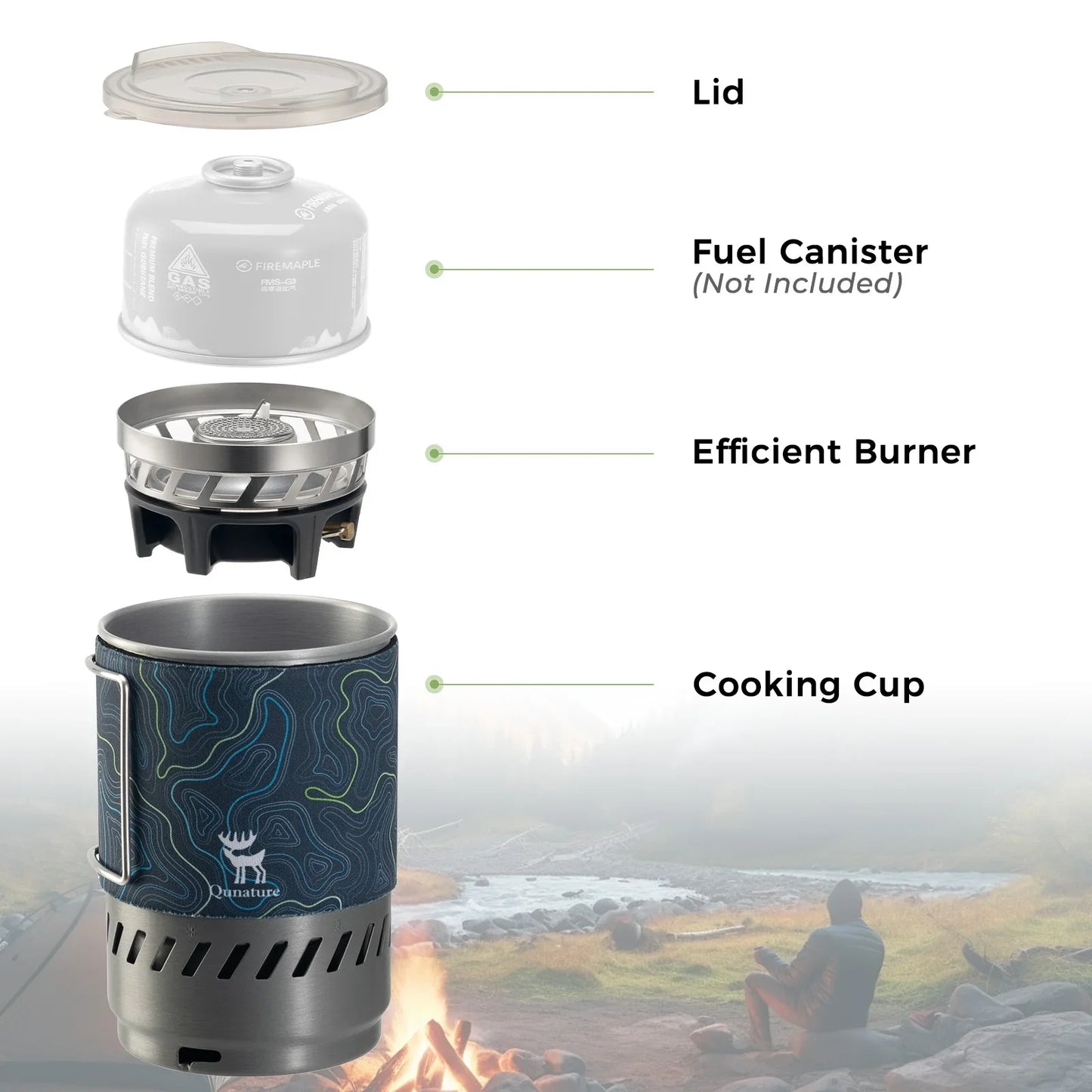 Integrated Heat Collection Stove System for Camping, Hiking and Outdoor Adventures