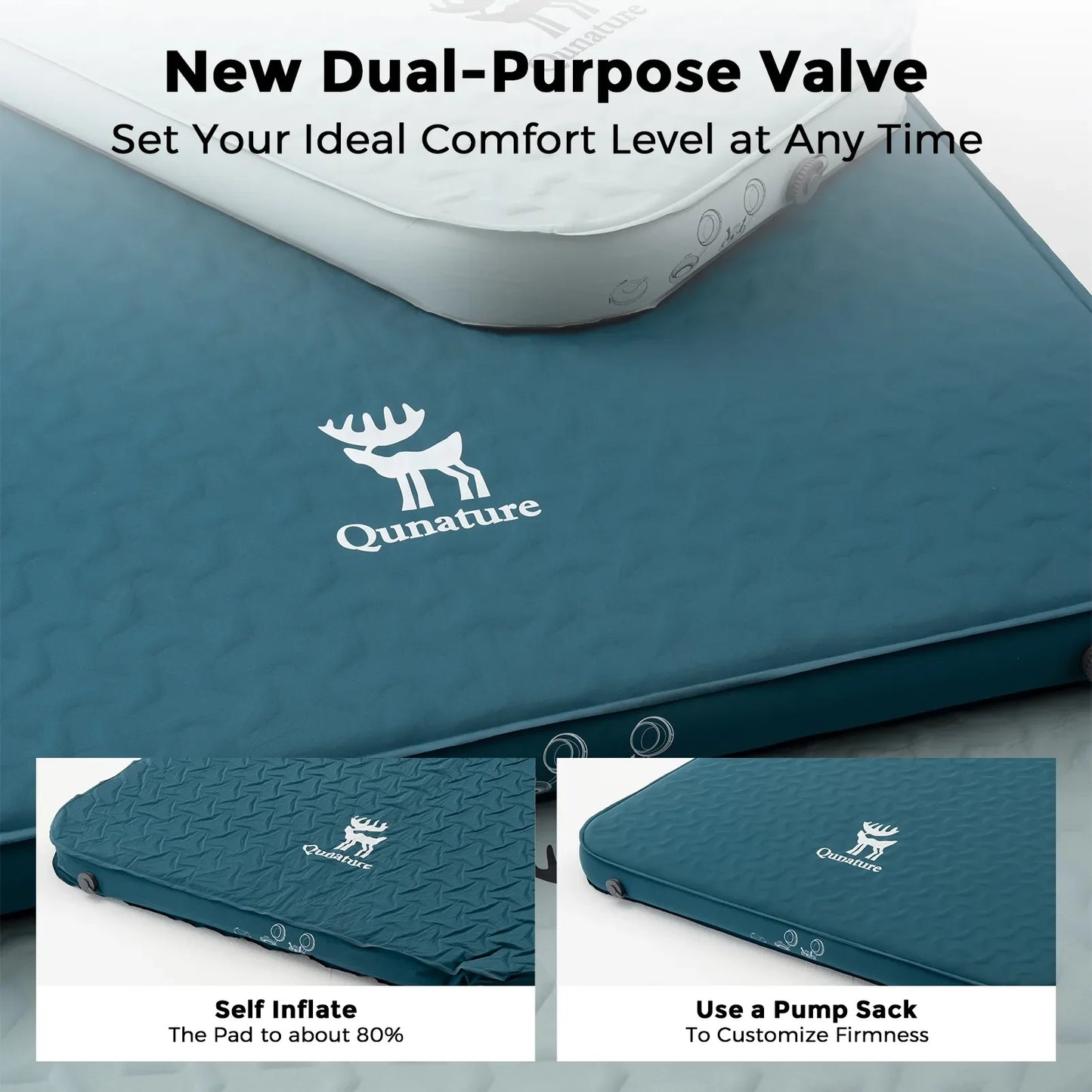 4" Thick Portable Inflating Sleeping Pad with Foam for Camping