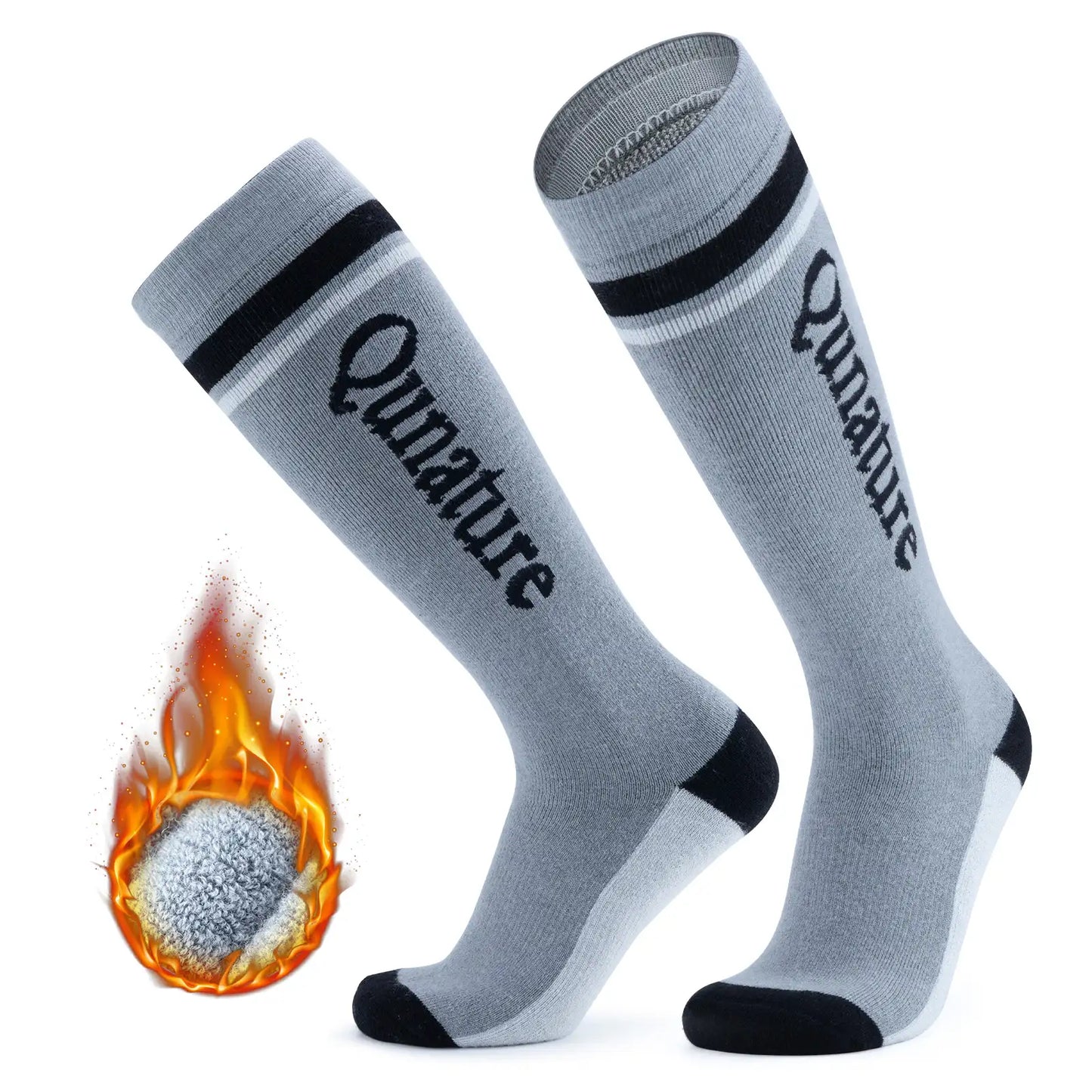 Thermal Wool Blend Ski Socks, Cold Weather Knee-high Warm Socks for Winter