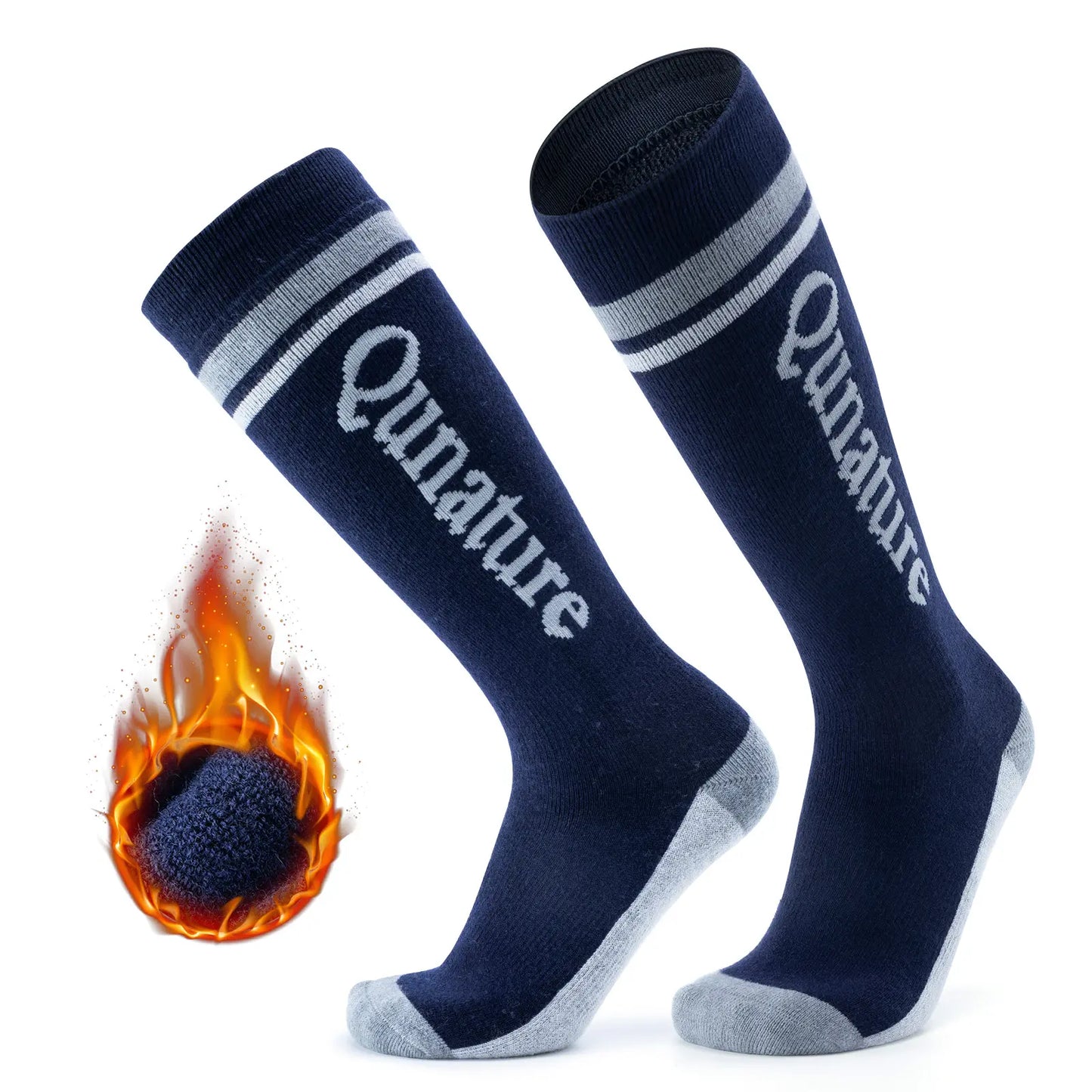 Thermal Wool Blend Ski Socks, Cold Weather Knee-high Warm Socks for Winter
