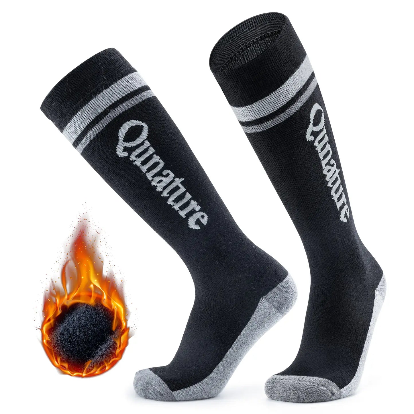 Thermal Wool Blend Ski Socks, Cold Weather Knee-high Warm Socks for Winter