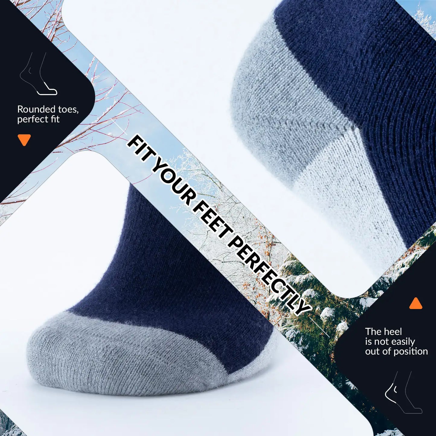 Thermal Wool Blend Ski Socks, Cold Weather Knee-high Warm Socks for Winter