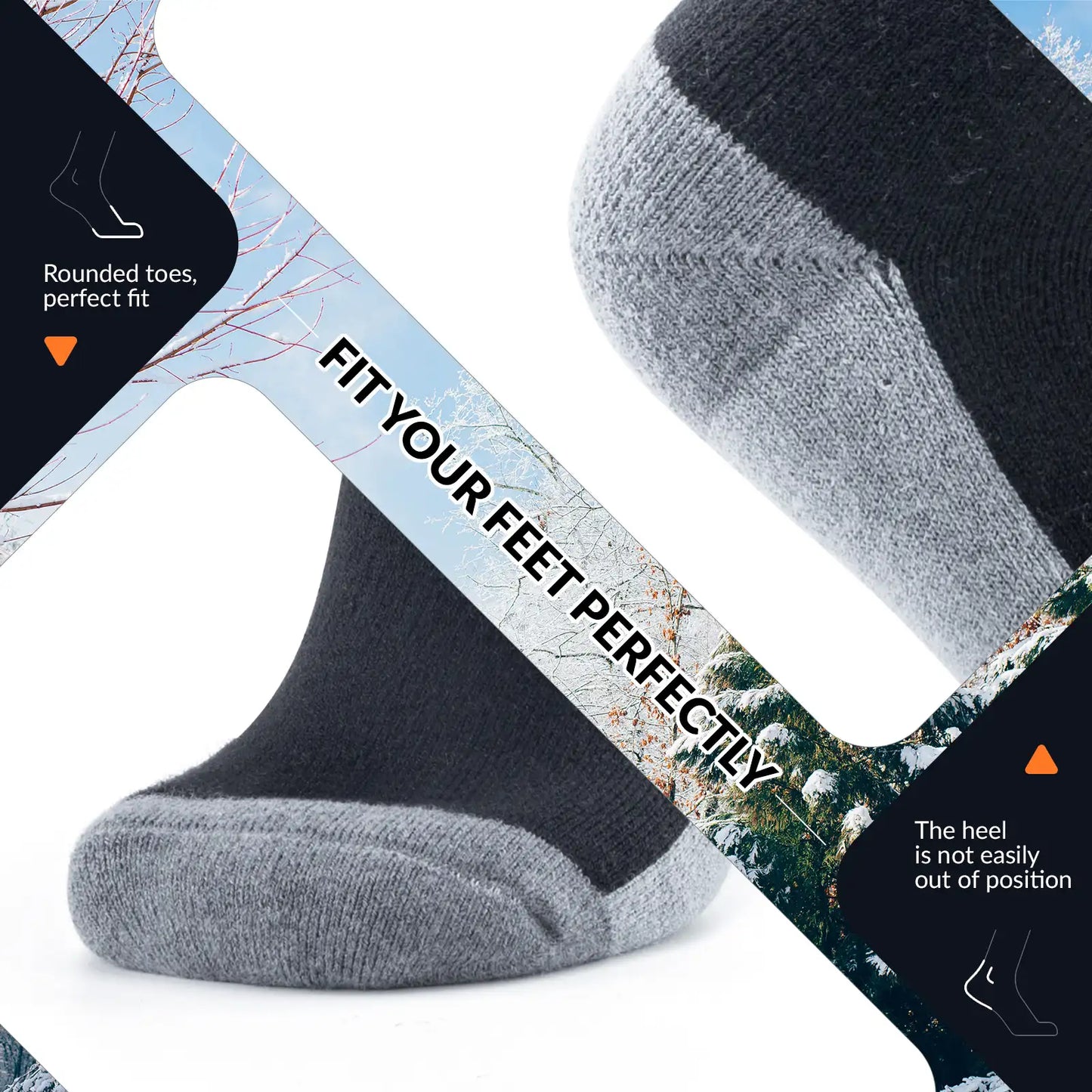 Thermal Wool Blend Ski Socks, Cold Weather Knee-high Warm Socks for Winter