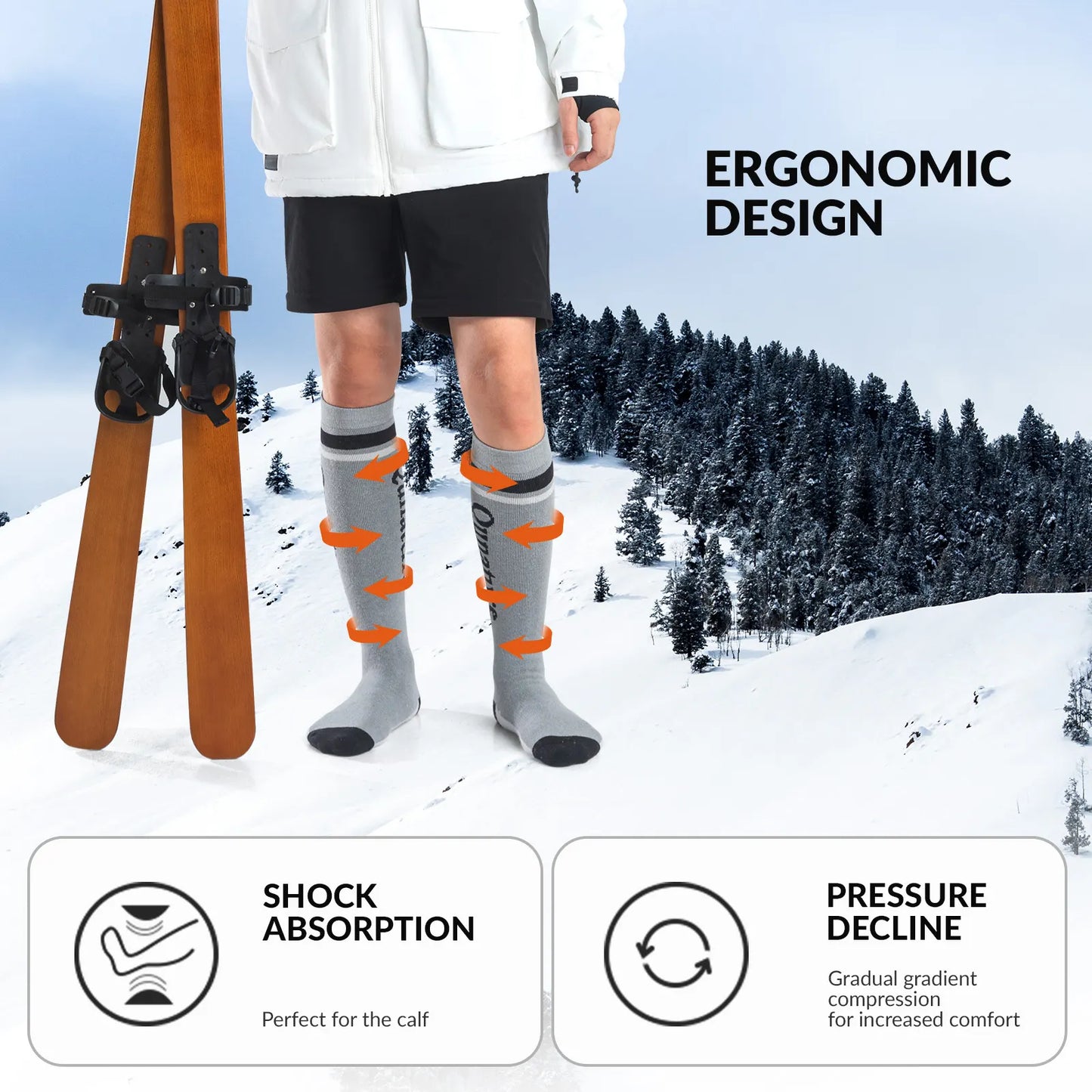 Thermal Wool Blend Ski Socks, Cold Weather Knee-high Warm Socks for Winter