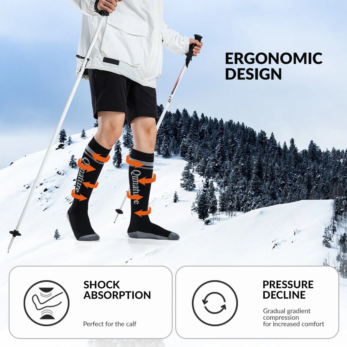 Thermal Wool Blend Ski Socks, Cold Weather Knee-high Warm Socks for Winter