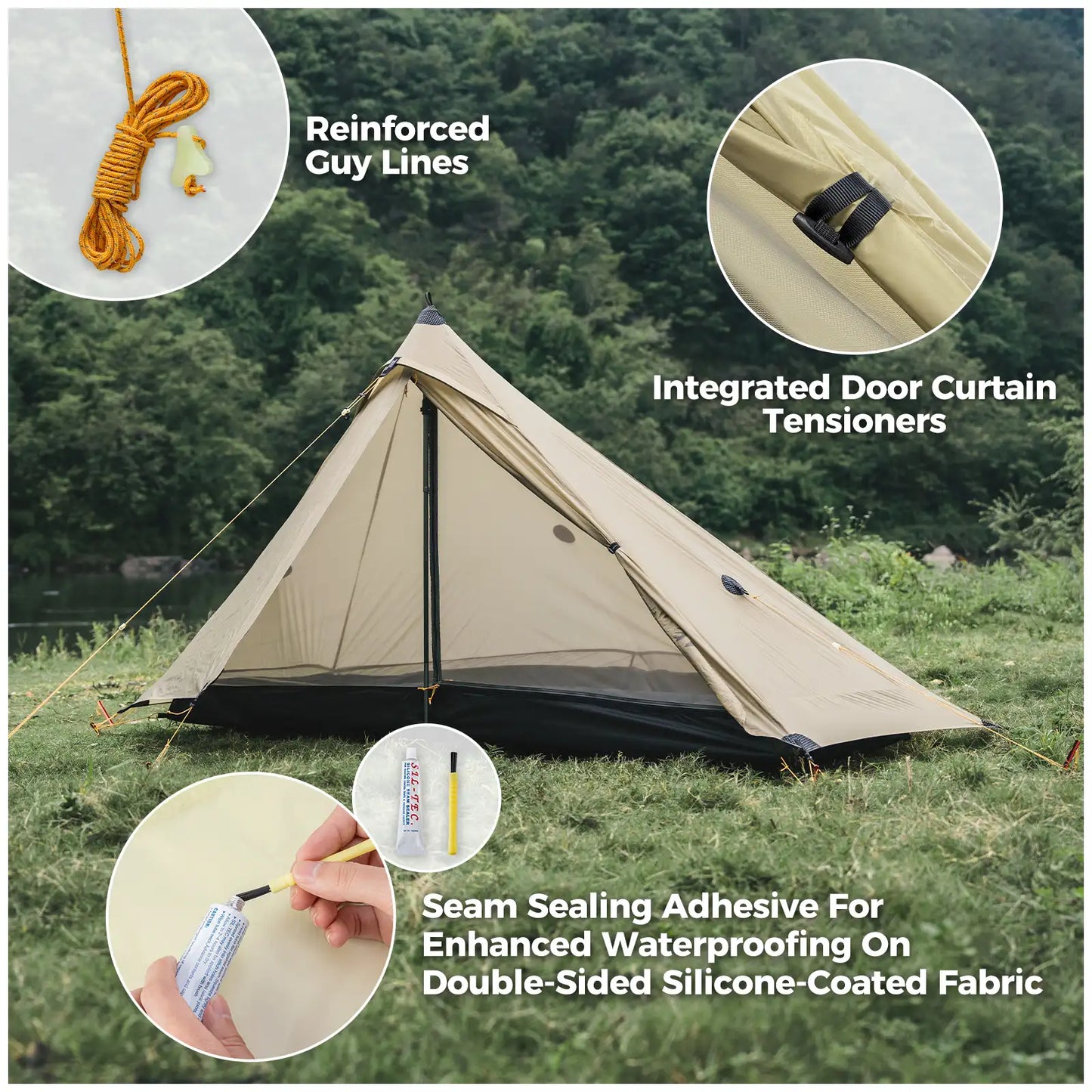 Ultralight Tent Rodless Rainproof Easy Setup for Outdoor Camping