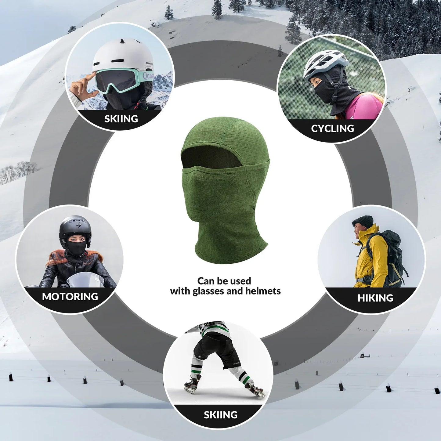 Waffle Grid Hooded Mask with Full-Face Cold Protection & Comfort Fit