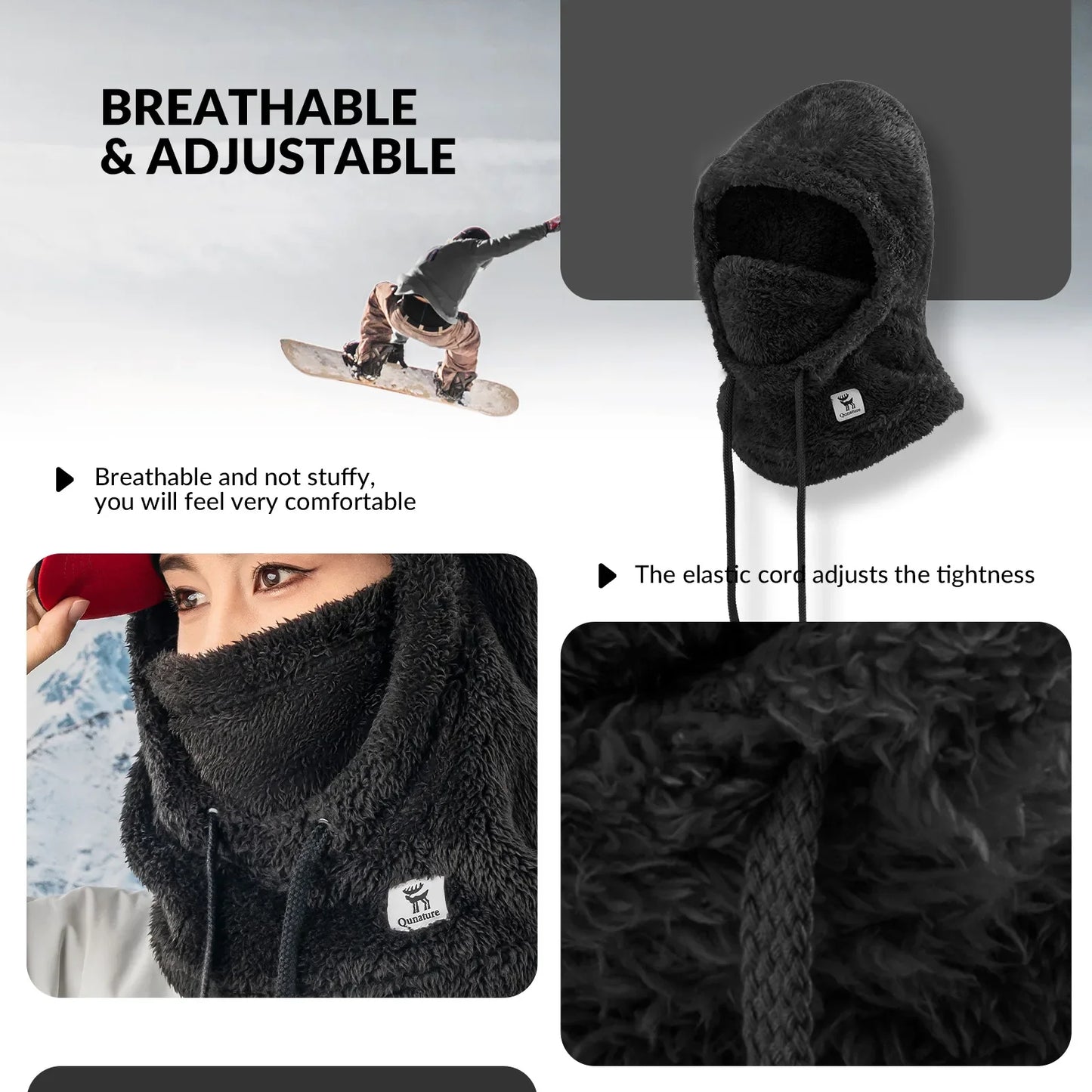 Ski Head Cover with Adjustable Ventilation and Detachable Liner for Winter Sports