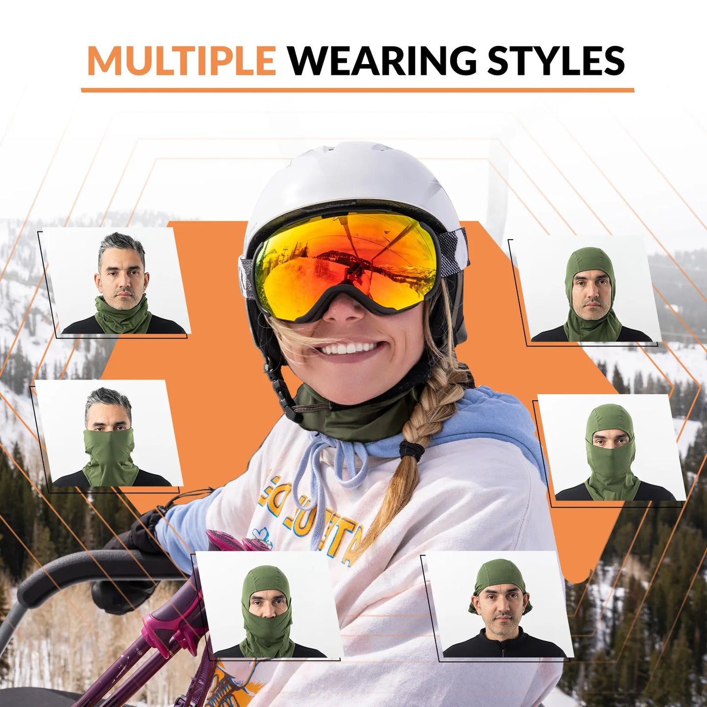 Lycra Ski Headgear with Thermal Mask for Cold-Weather Sports