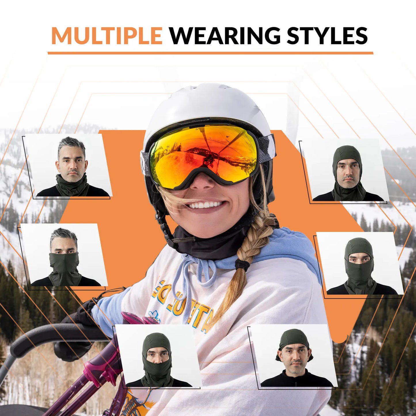 Lycra Ski Headgear with Thermal Mask for Cold-Weather Sports