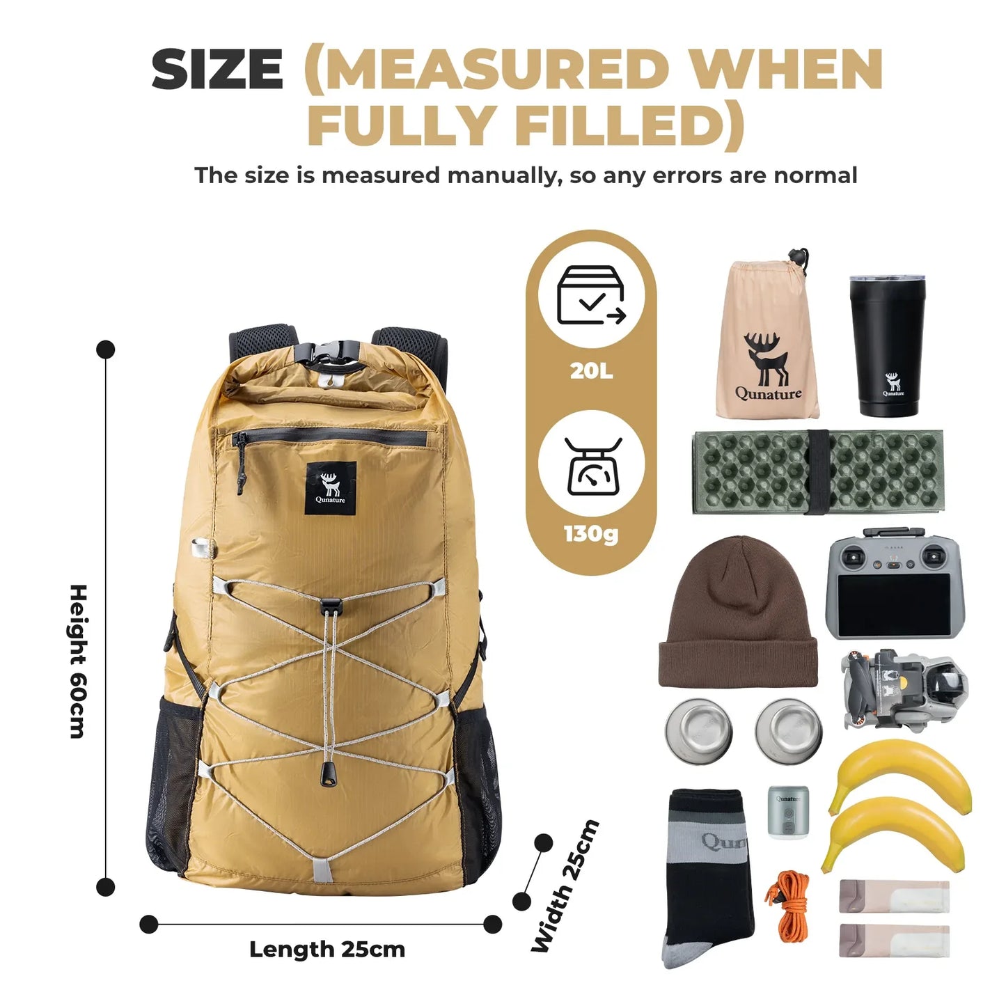 Waterproof Foldable Backpack With Multi-Purpose Use for Camping & Hiking 20L