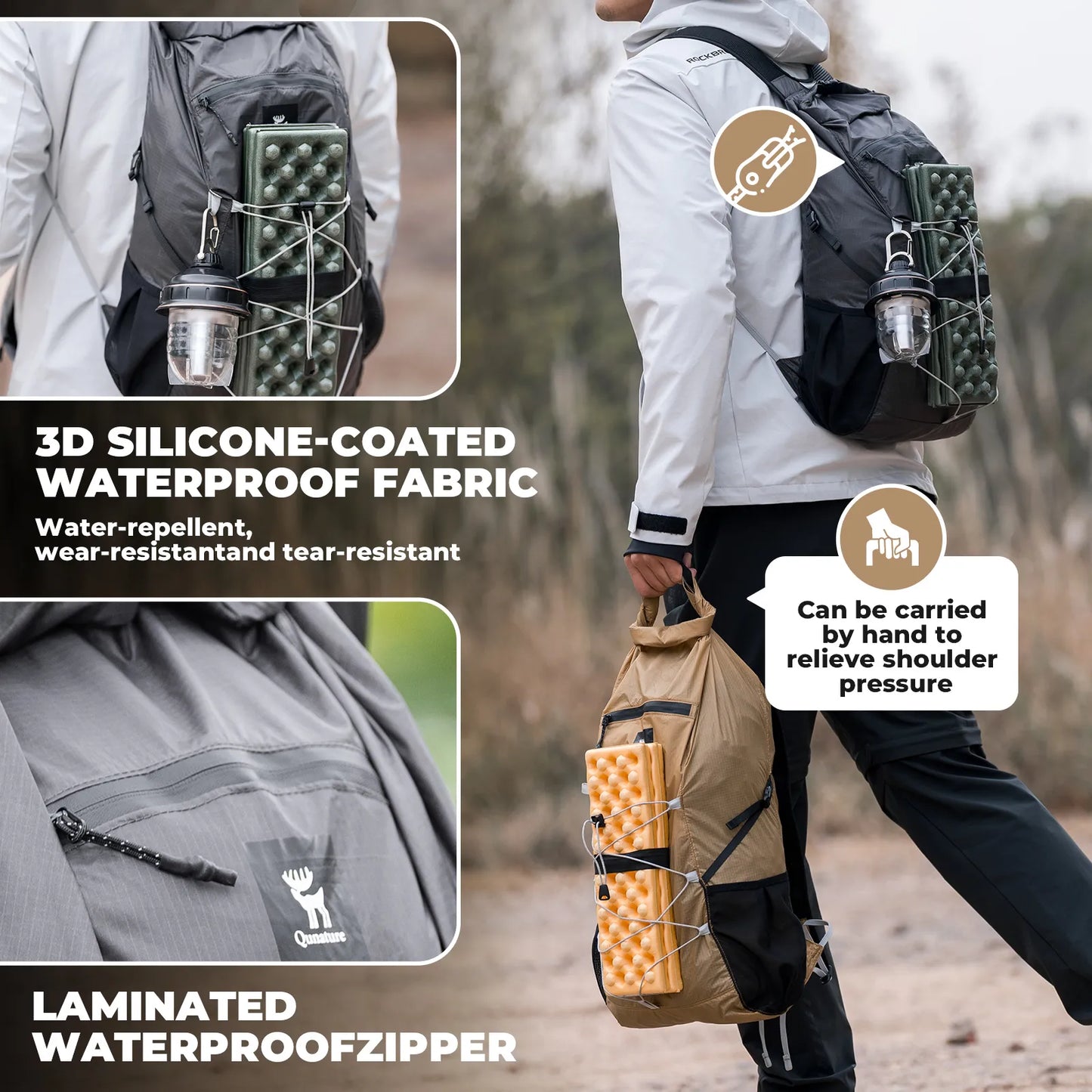 Waterproof Foldable Backpack With Multi-Purpose Use for Camping & Hiking 20L