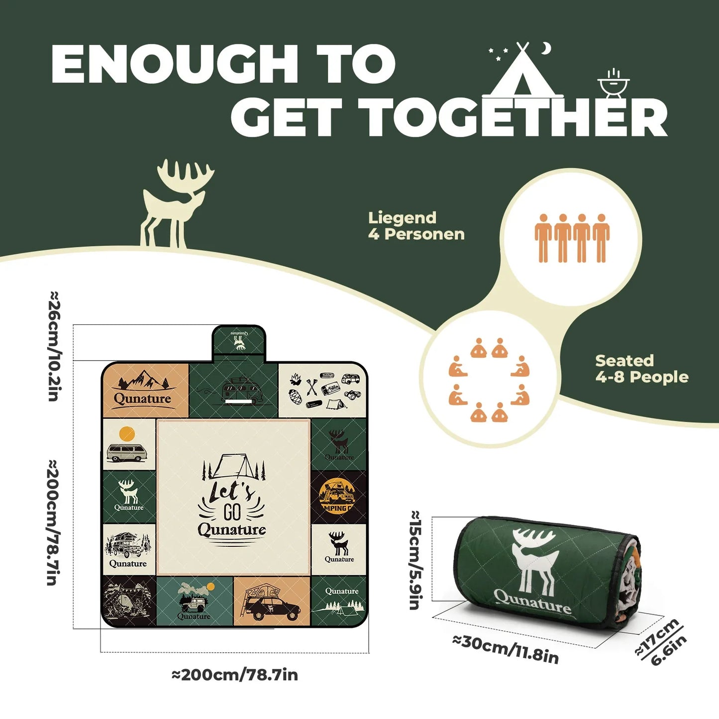 Outdoor Picnic Mat - Waterproof, Heat-Insulating, Spacious for 6-8 People