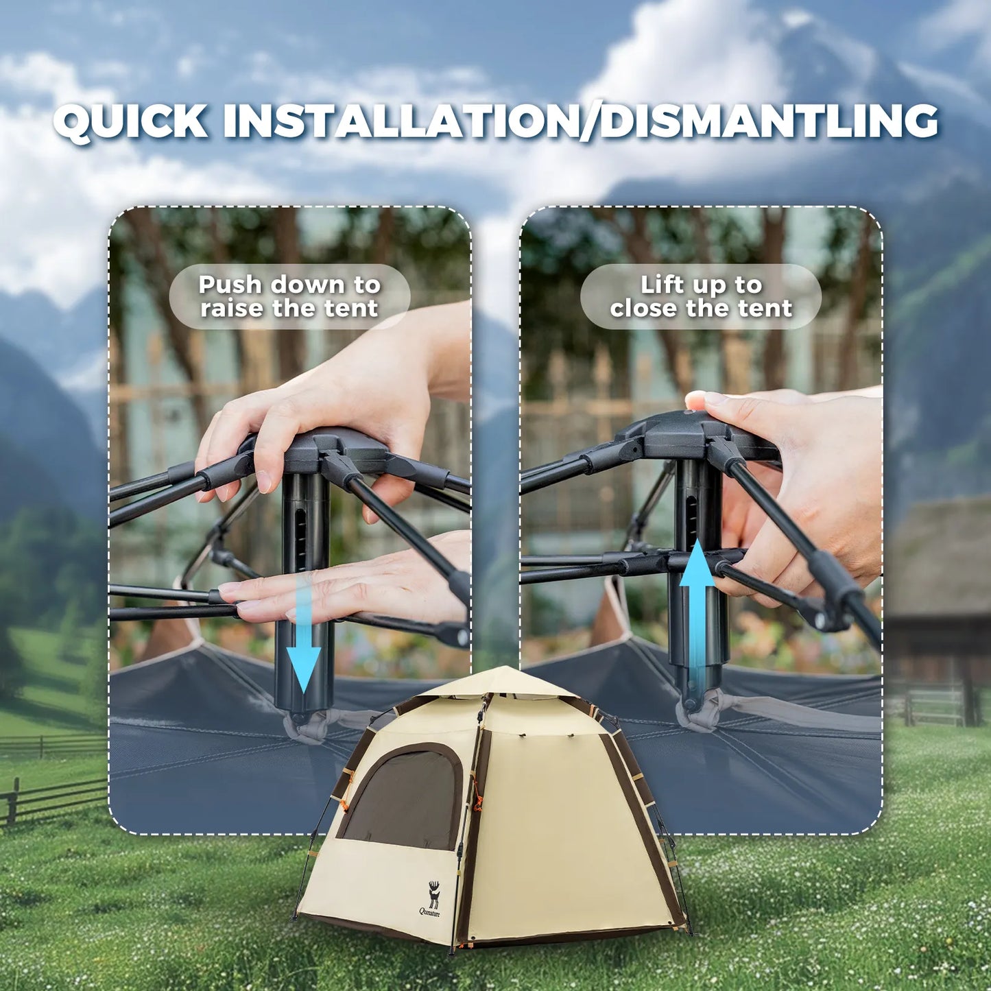 Quick Setup Hexagonal Tent UPF50+ Waterproof Lightweight