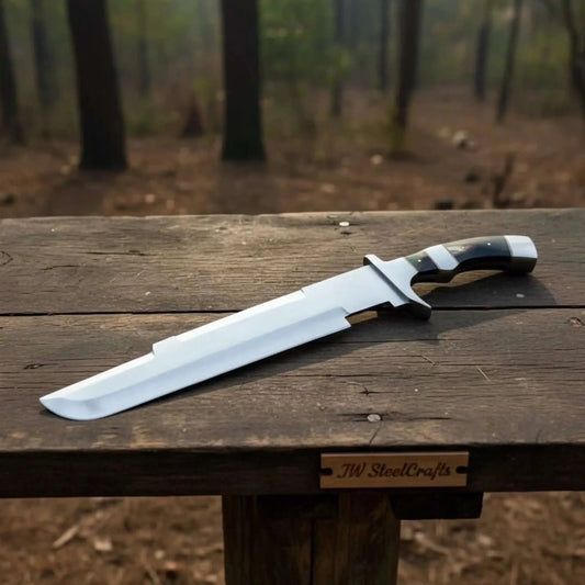 Recurved Clip Point Bowie Knife with Spanish Notch and Coffin-Influenced Handle