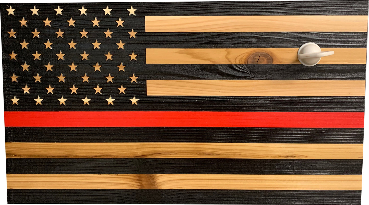 Red Line American Flag Hidden Gun Storage, Customizable Thin Red Line Concealment Flag for Firefighters