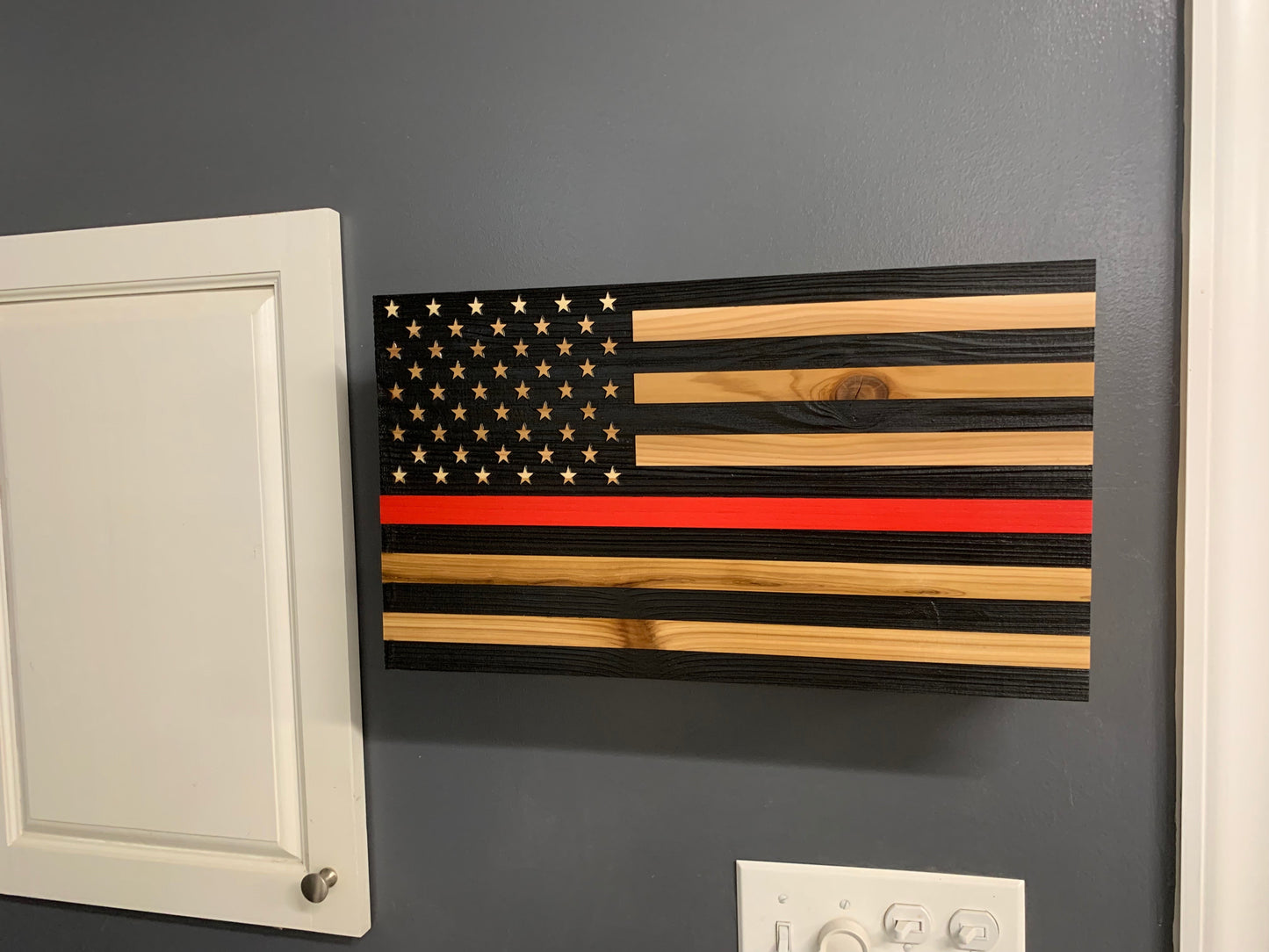 Red Line American Flag Hidden Gun Storage, Customizable Thin Red Line Concealment Flag for Firefighters