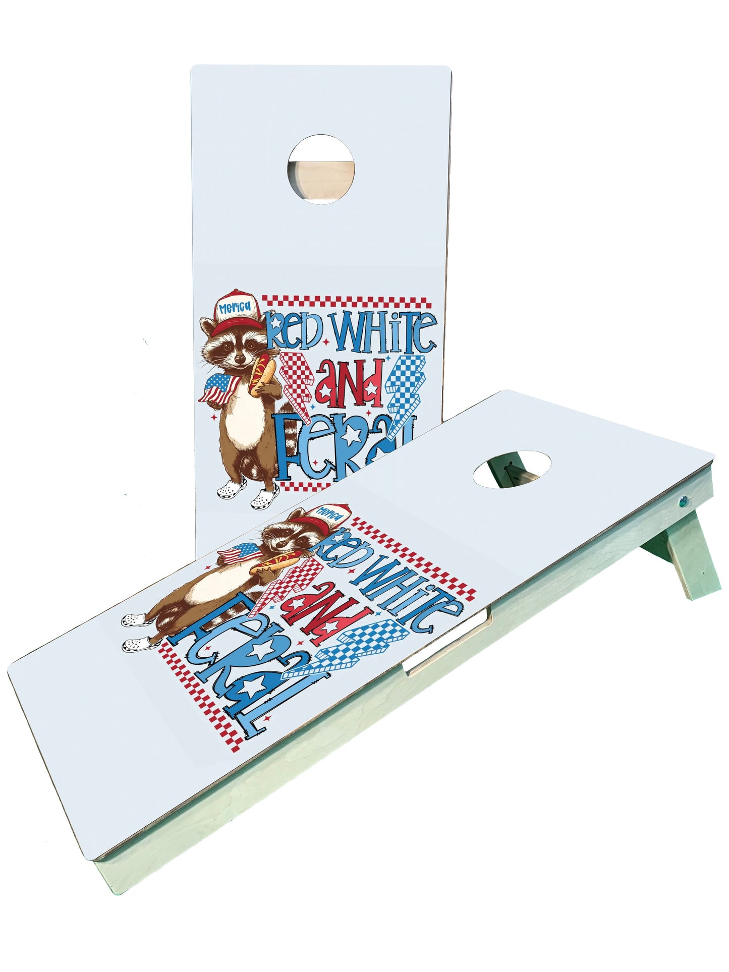 Red White & Feral America Cornhole Boards