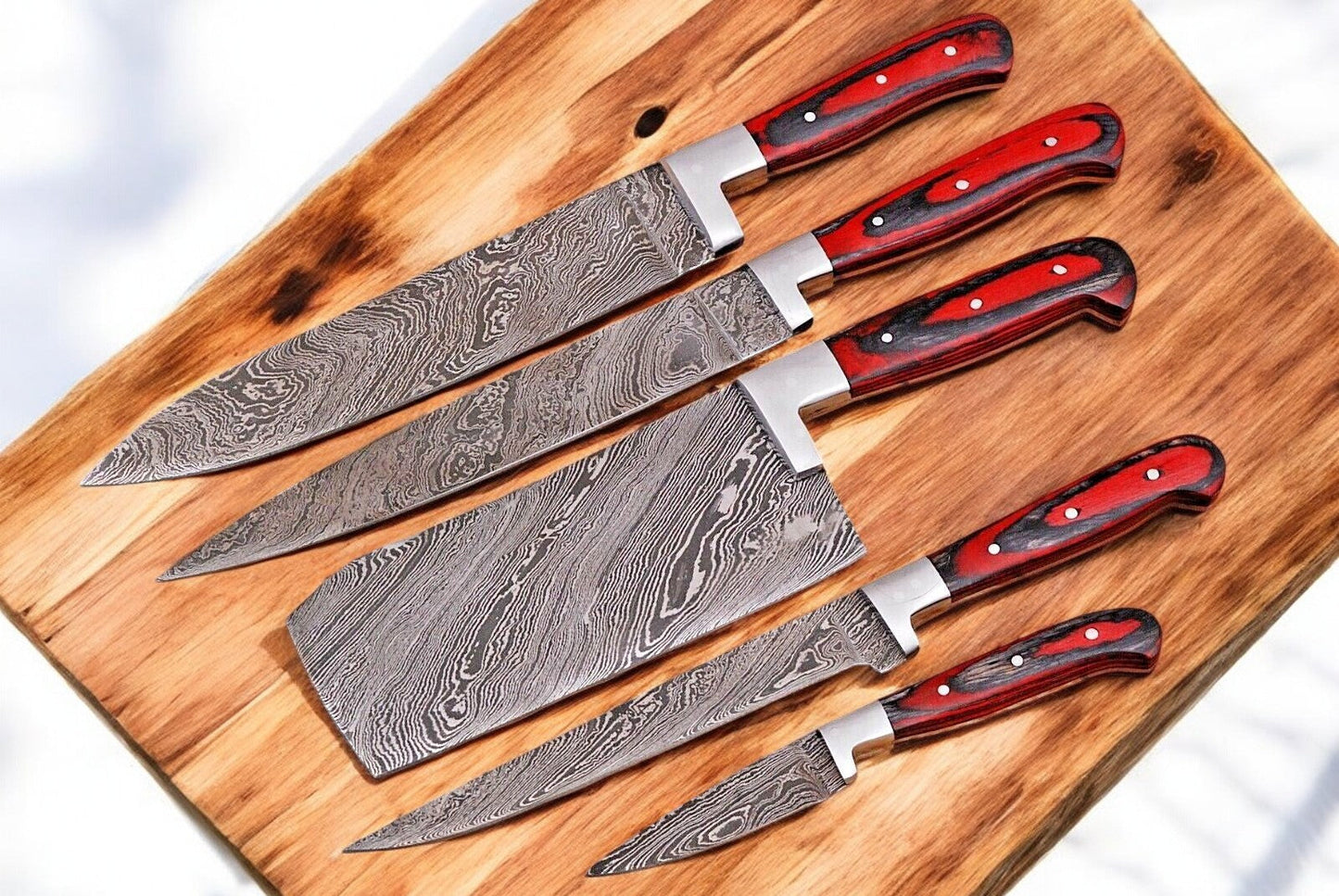 Premium Damascus Kitchen Knives Set – Handmade & Durable