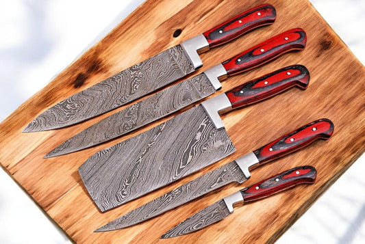 Premium Damascus Kitchen Knives Set – Handmade & Durable
