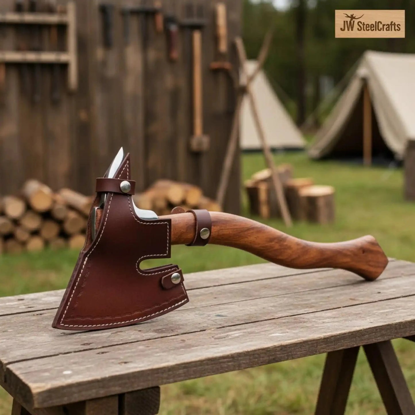 Single-Bit Angular Bearded Axe with Rear Notch