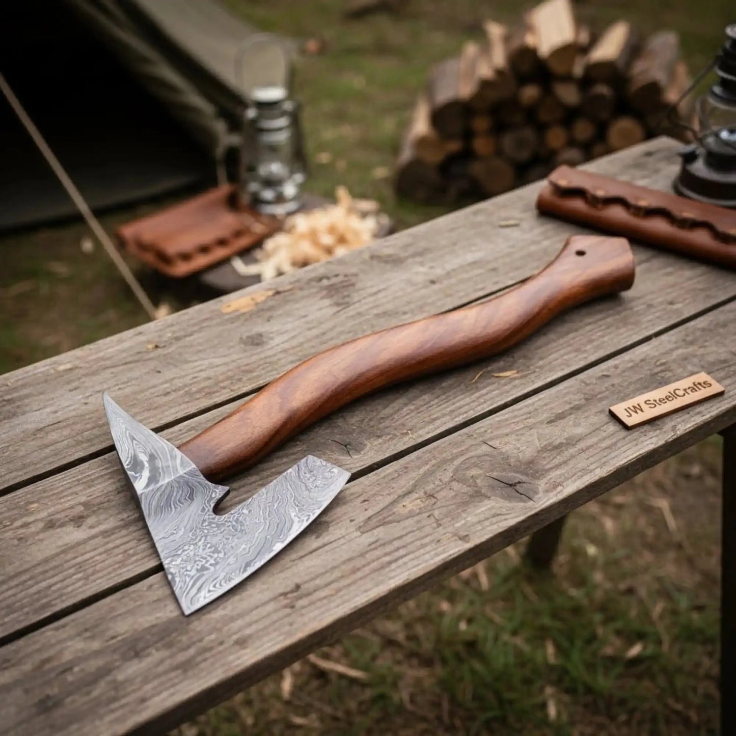 Single-Bit Angular Bearded Axe with Rear Notch
