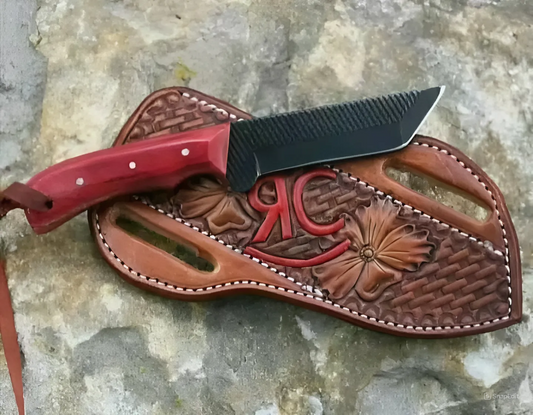Exotic Edge Tanto Knife: Custom Handmade Rasp Tool Steel