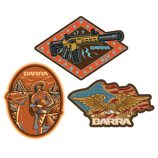 Barra Airguns Die Cut Stickers - 3 Pack