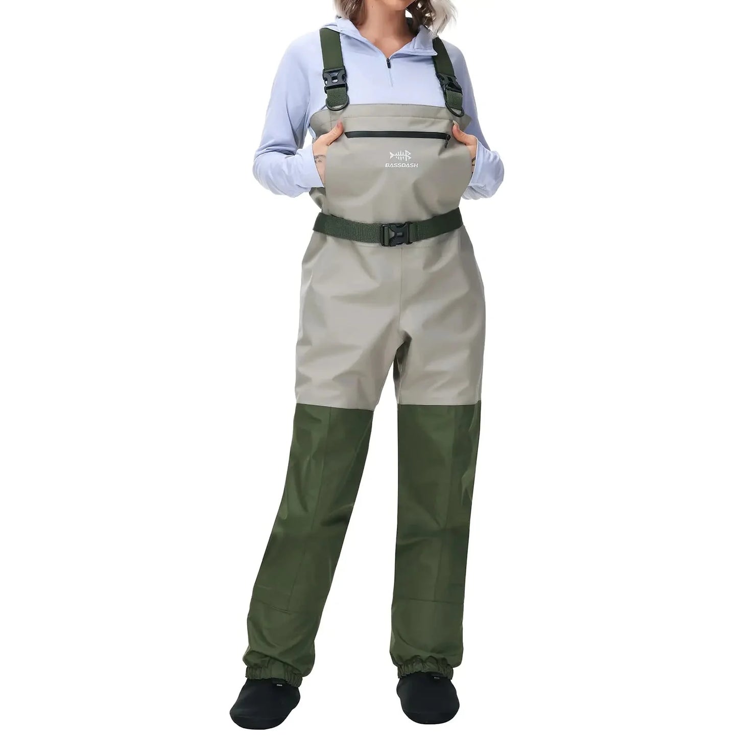 BASSDASH IMMERSE Women’s Breathable Stocking Foot Fishing Waders Waterproof Lightweight Chest Wader