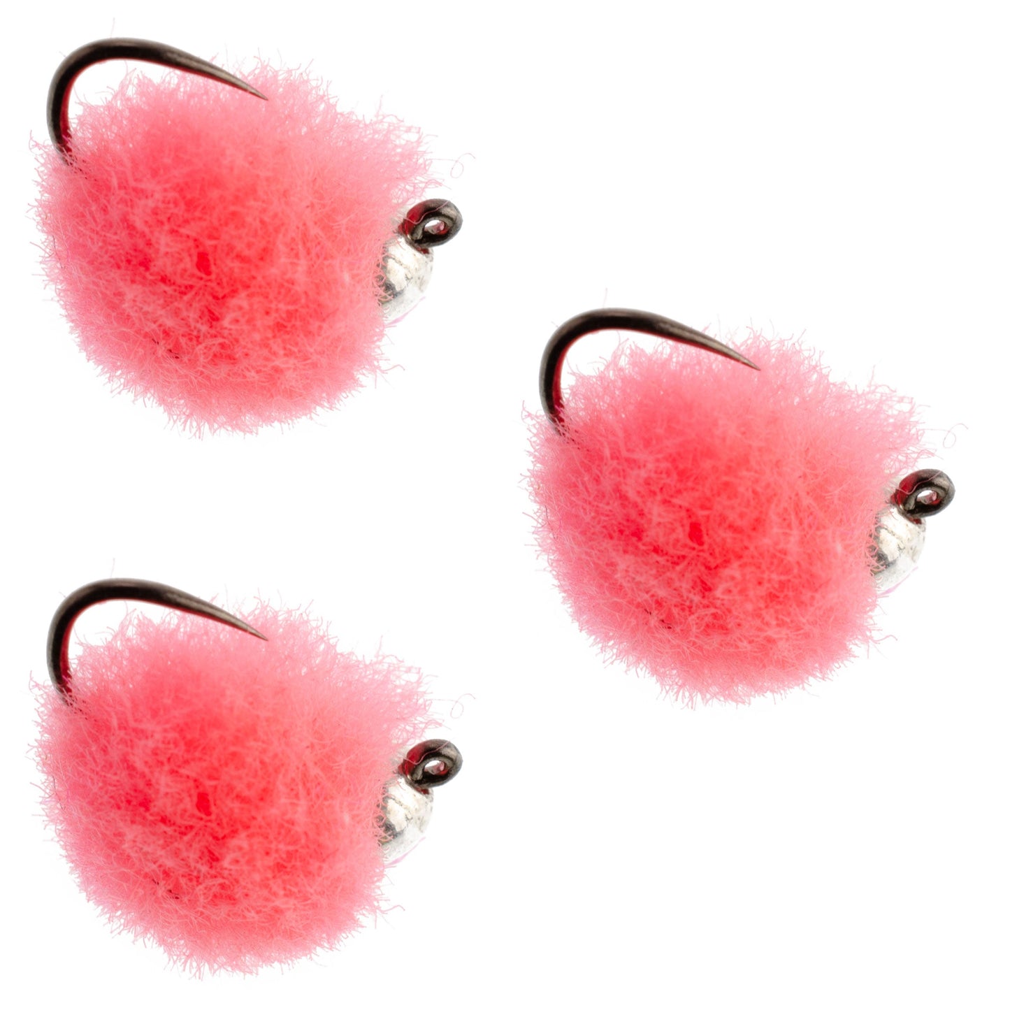 3 Pack Tungsten Bead Tactical Euro Hot Pink Jig Egg Barbless Czech Nymph Fly - Size 16