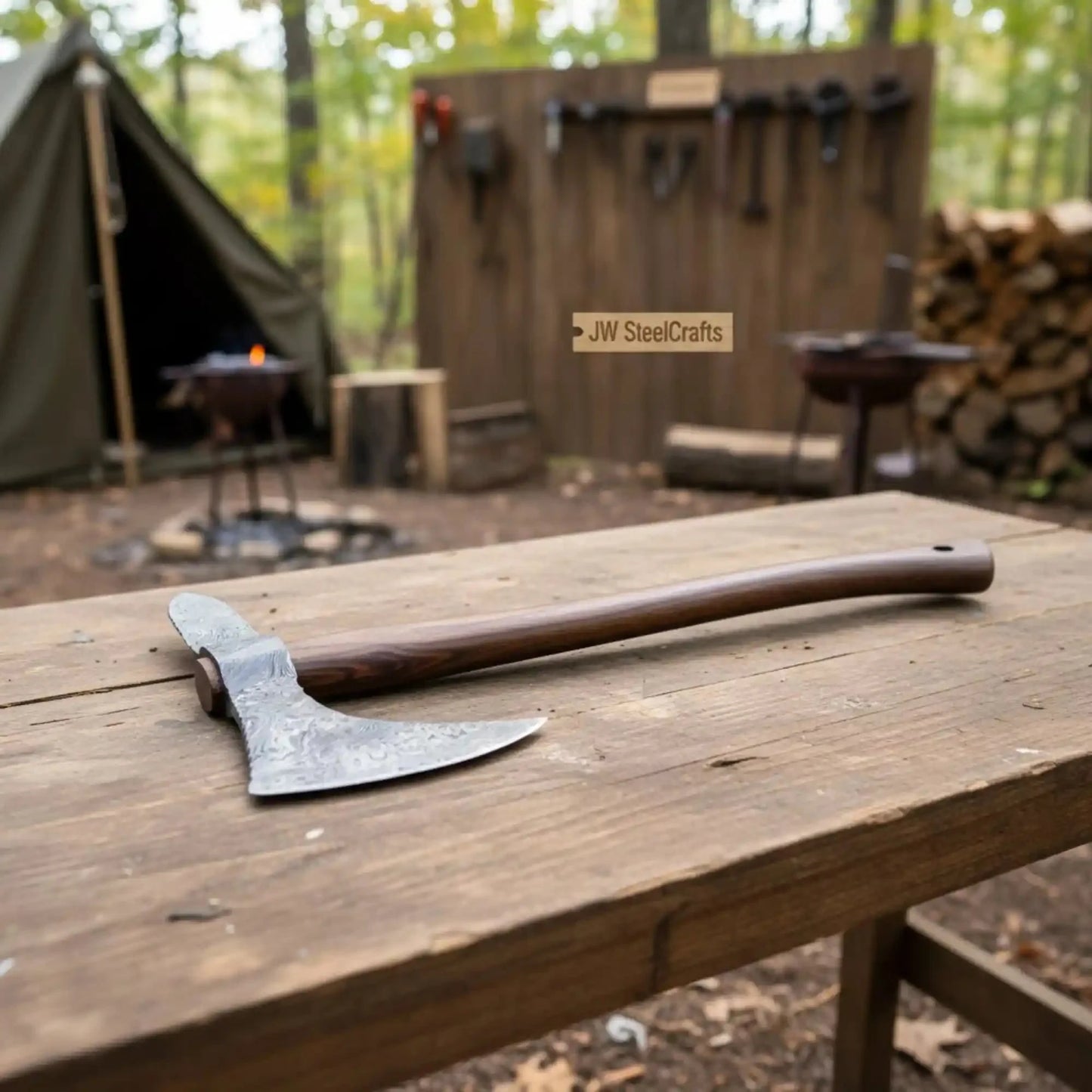 Traditional Scandinavian Bearded Axe with Hardwood Handle