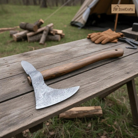 Traditional Scandinavian Bearded Axe with Hardwood Handle