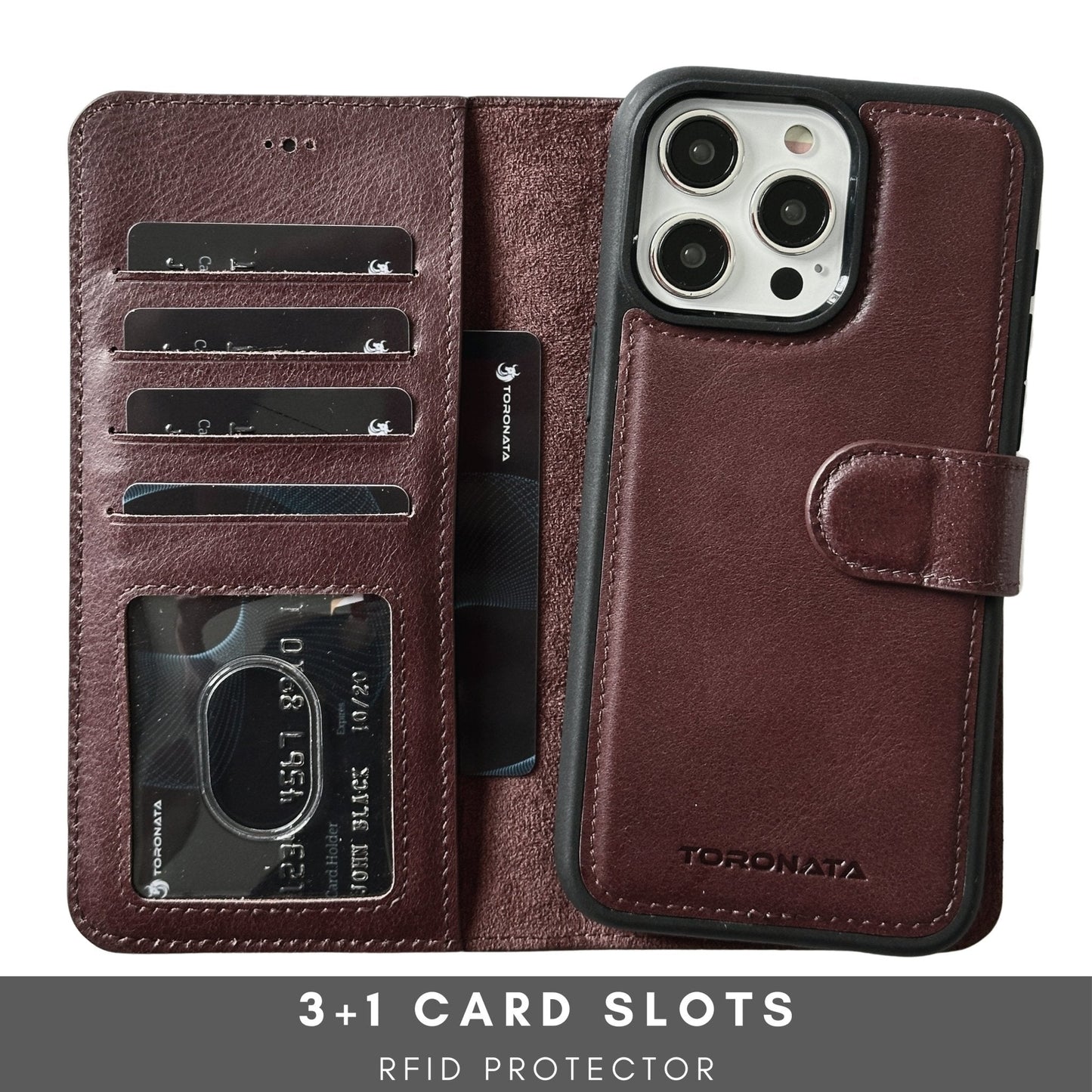 Vegas Premium Leather iPhone 15 Pro Wallet Case with MagSafe | Detachable RFID Blocking Luxury Wallet